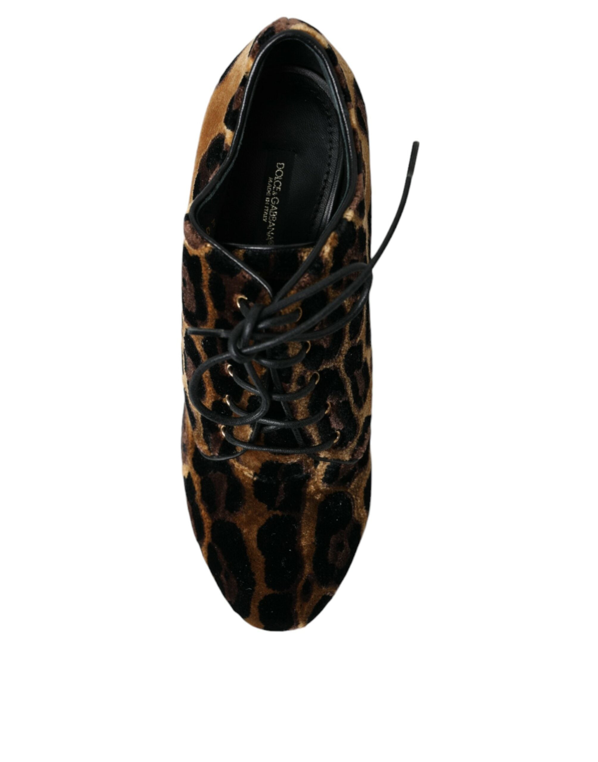 Dolce & Gabbana Brown Leopard Hair Lace-Up Boots Shoes-8