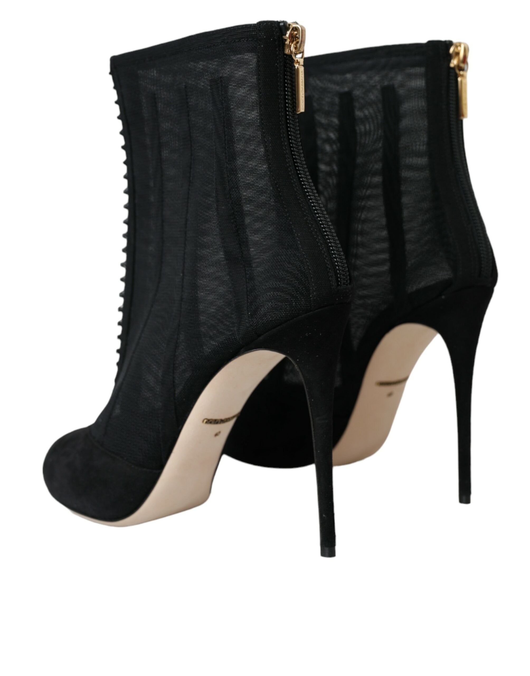Dolce & Gabbana Schwarz Mesh Stiletto Heels Stiefelette Schuhe-4