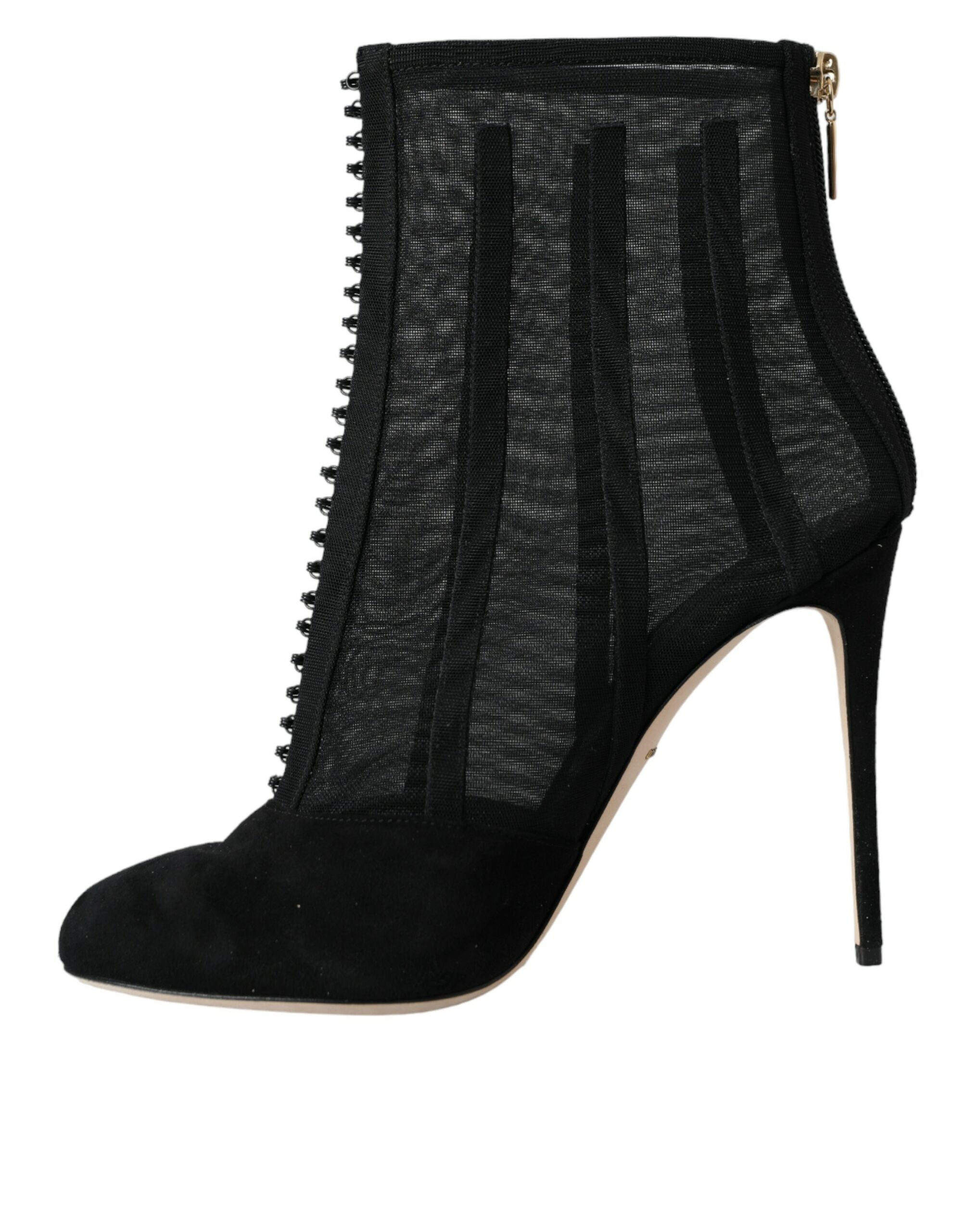Dolce & Gabbana Schwarz Mesh Stiletto Heels Stiefelette Schuhe-5