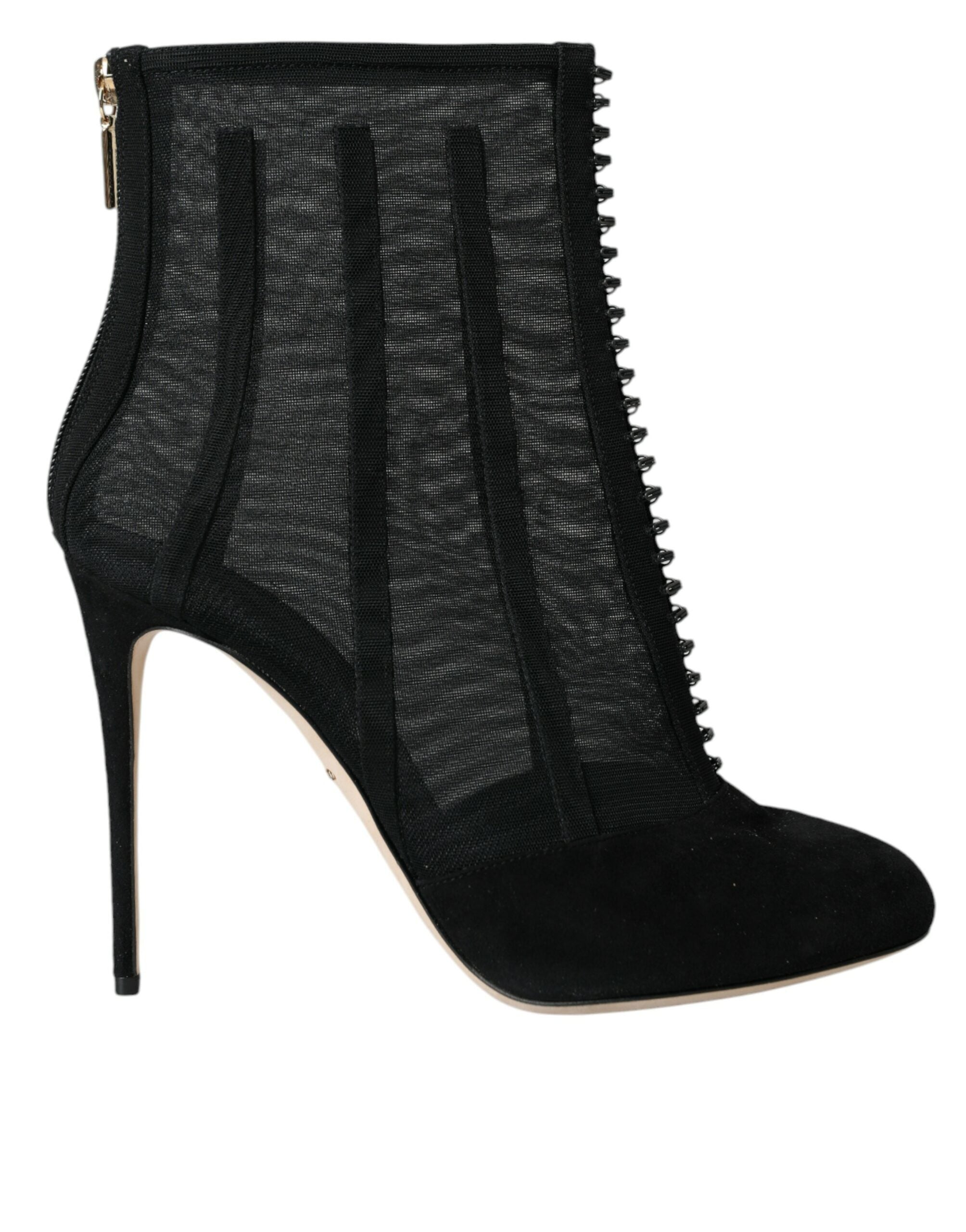 Dolce & Gabbana Schwarz Mesh Stiletto Heels Stiefelette Schuhe-1