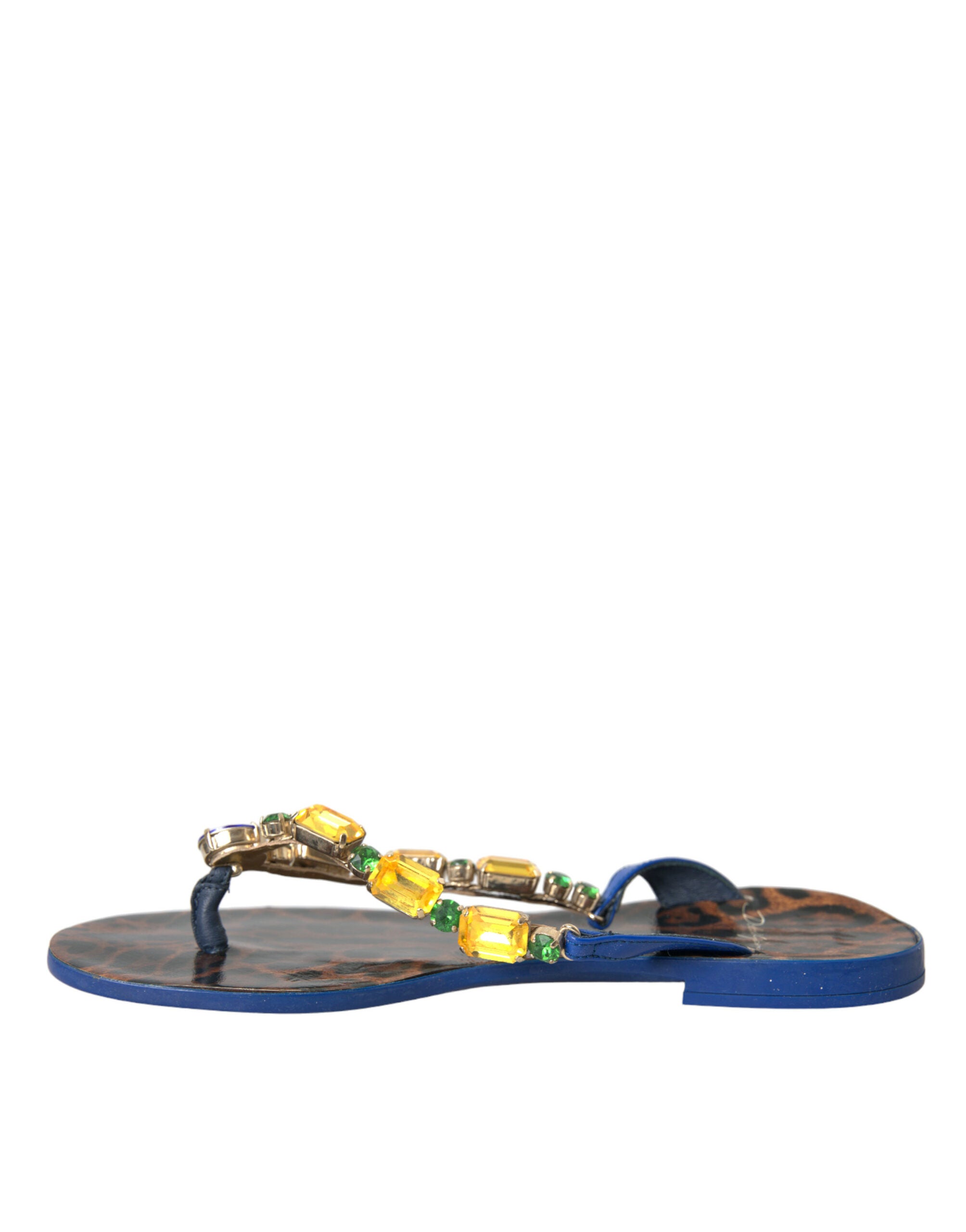 Dolce & Gabbana Blaue Crystal Calf Leder Strandschuhe-5
