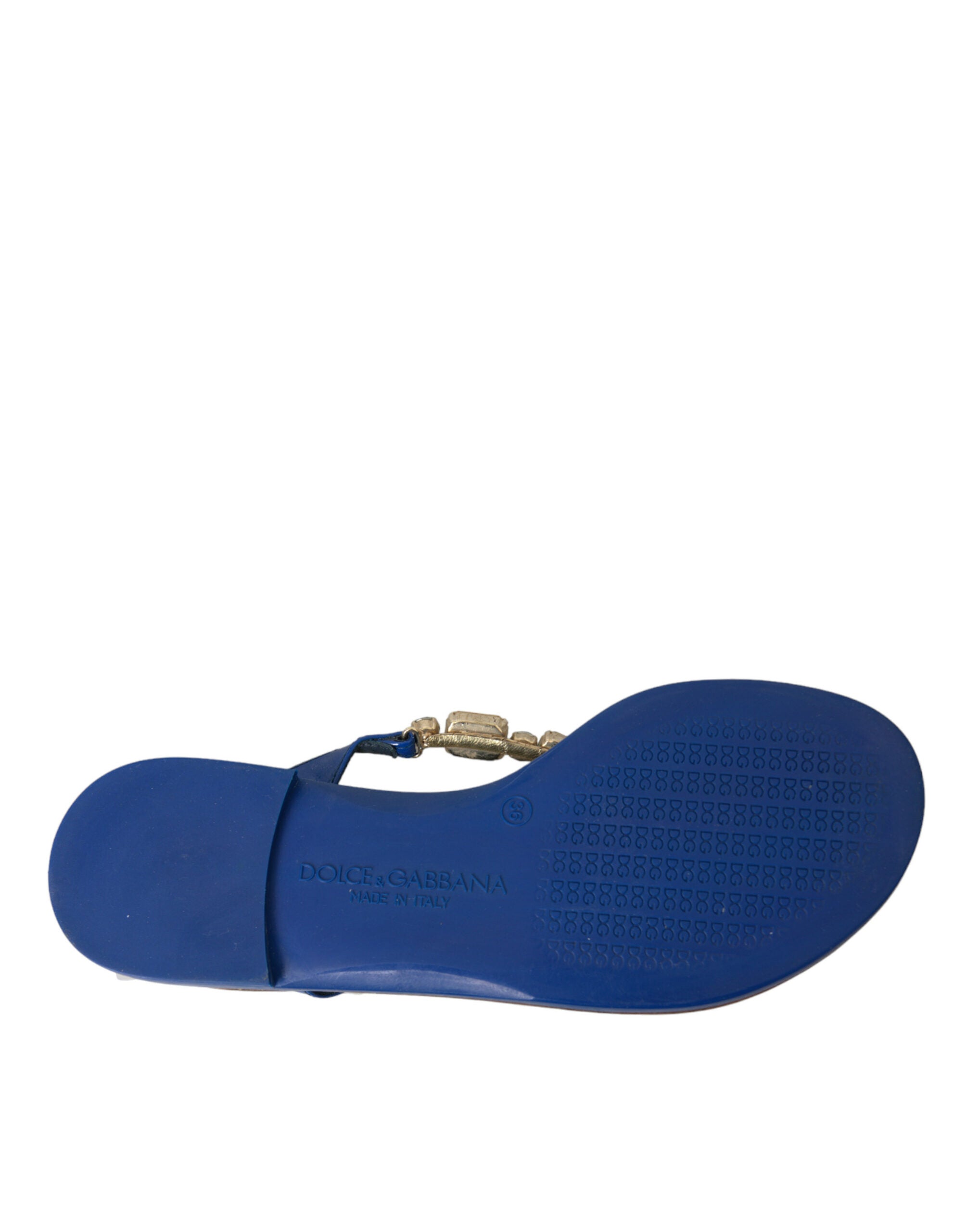Dolce & Gabbana Blaue Crystal Calf Leder Strandschuhe-6