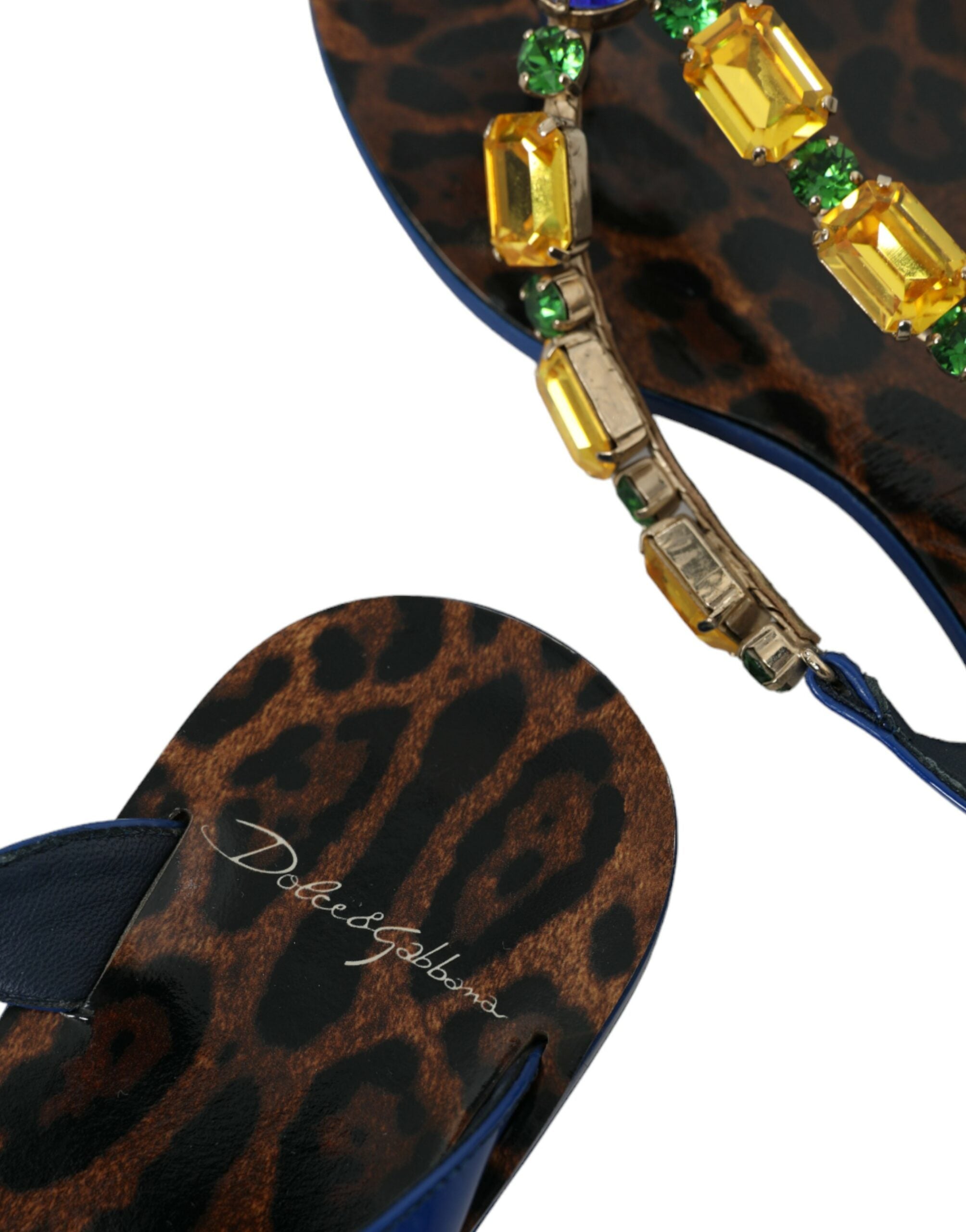 Dolce & Gabbana Blaue Crystal Calf Leder Strandschuhe-7
