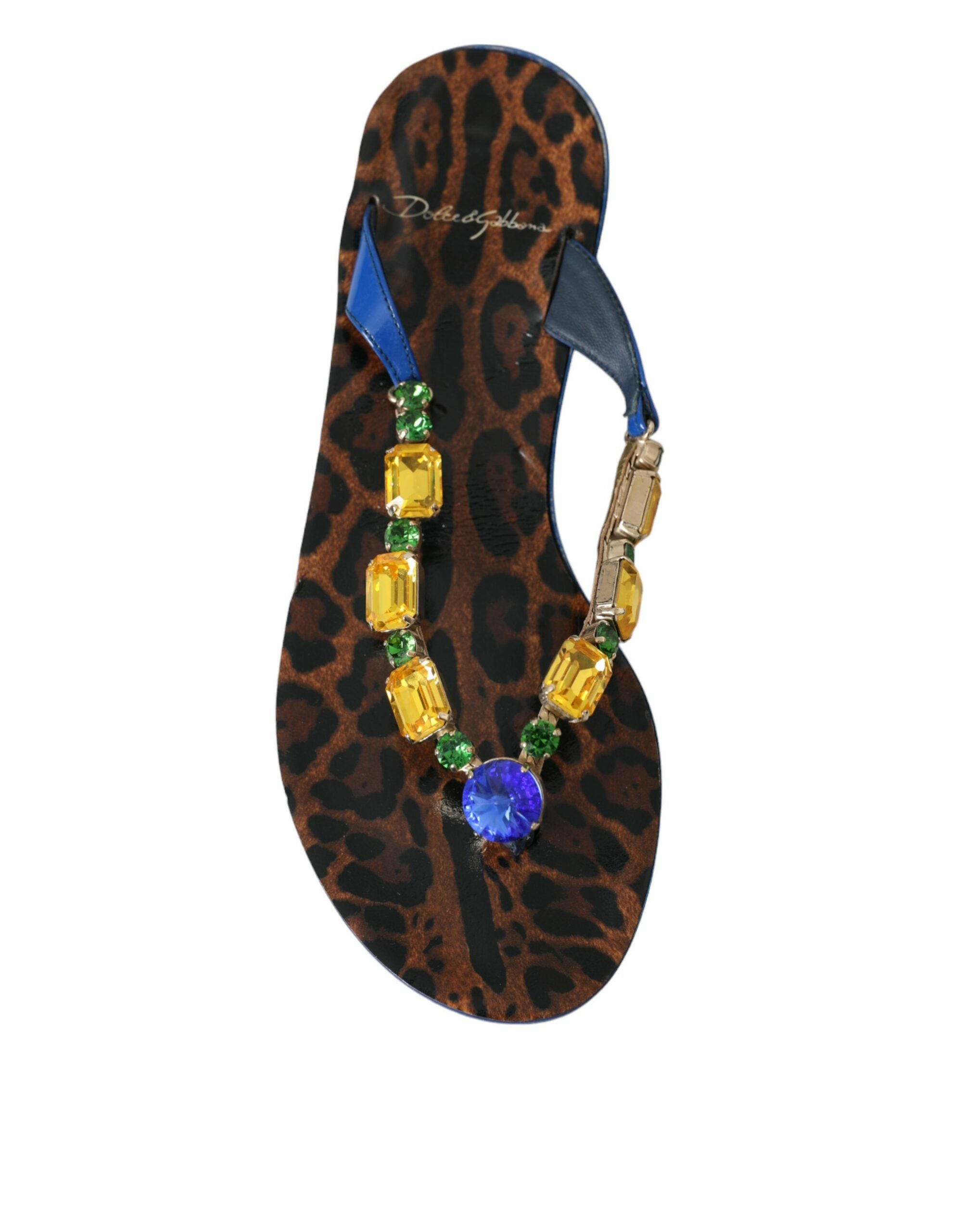 Dolce & Gabbana Blaue Crystal Calf Leder Strandschuhe-8