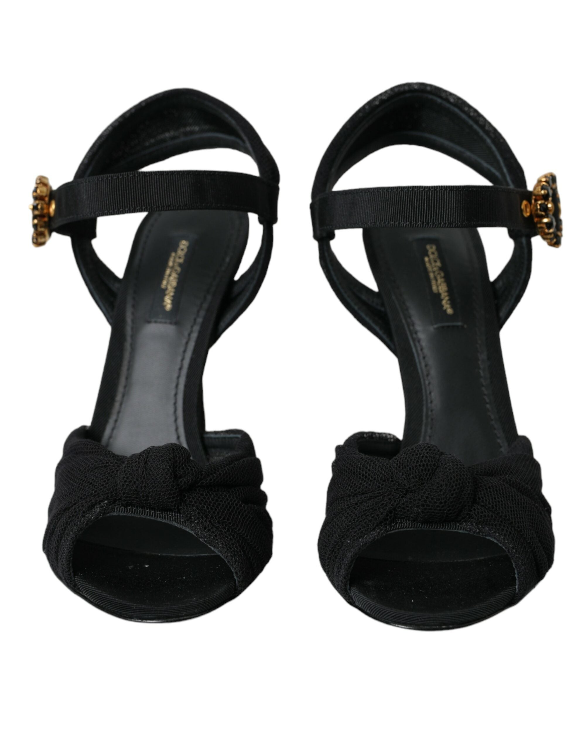 Dolce & Gabbana Schwarz Wildleder verschönert Heels Sandalen Schuhe-2