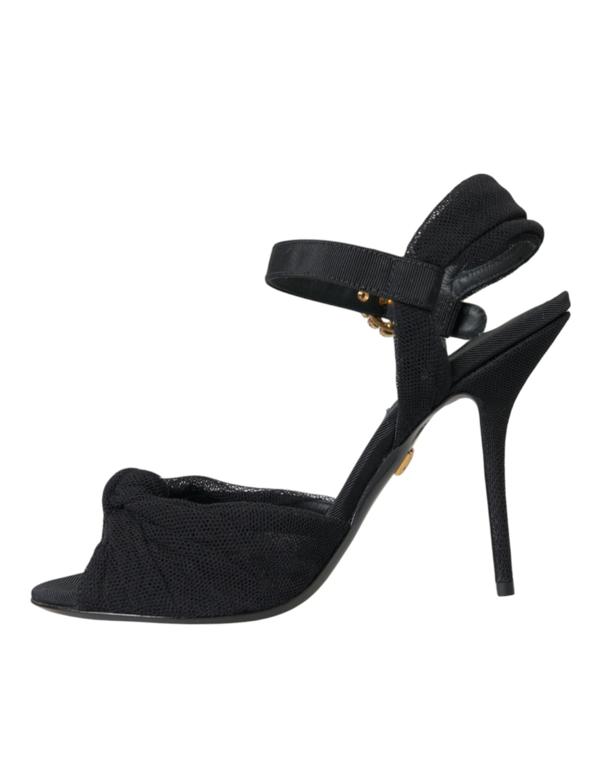 Dolce & Gabbana Schwarz Wildleder verschönert Heels Sandalen Schuhe-5