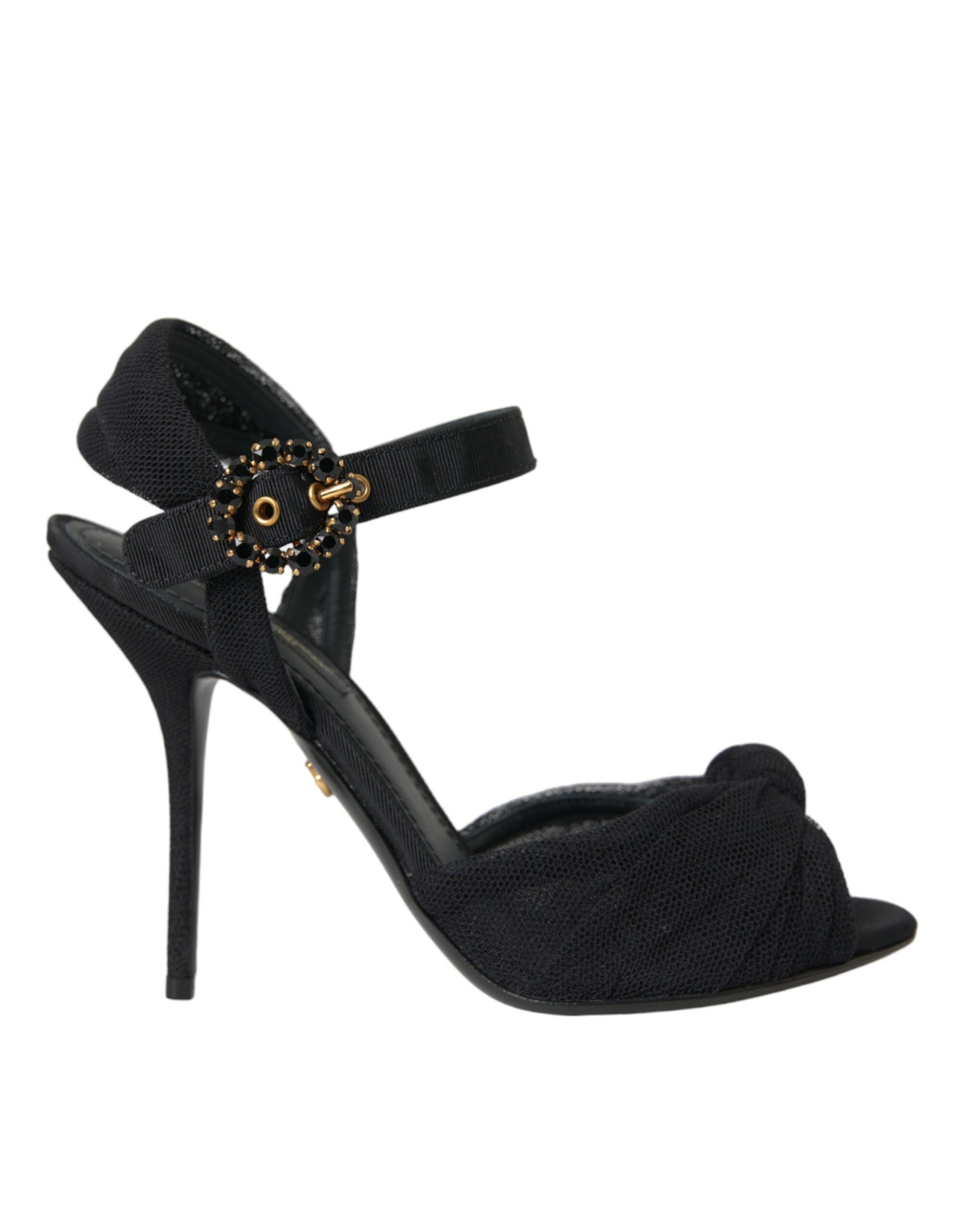 Dolce & Gabbana Schwarz Wildleder verschönert Heels Sandalen Schuhe-1