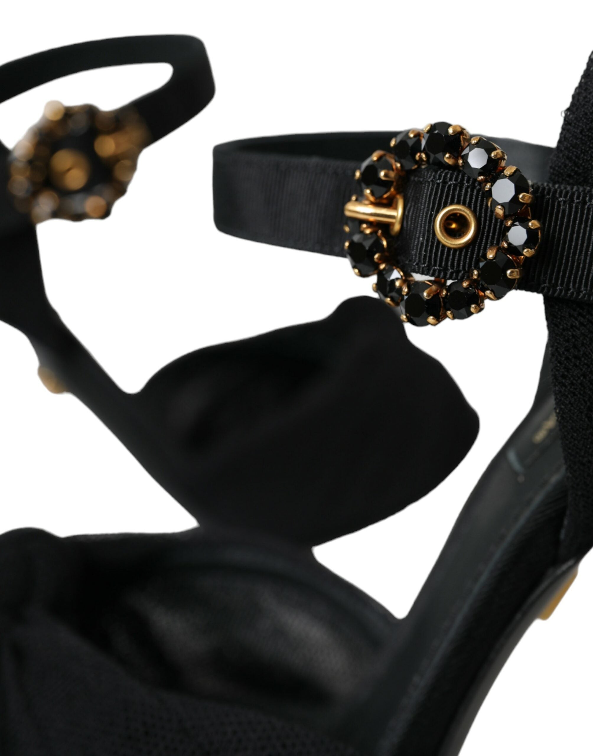 Dolce & Gabbana Schwarz Wildleder verschönert Heels Sandalen Schuhe-8