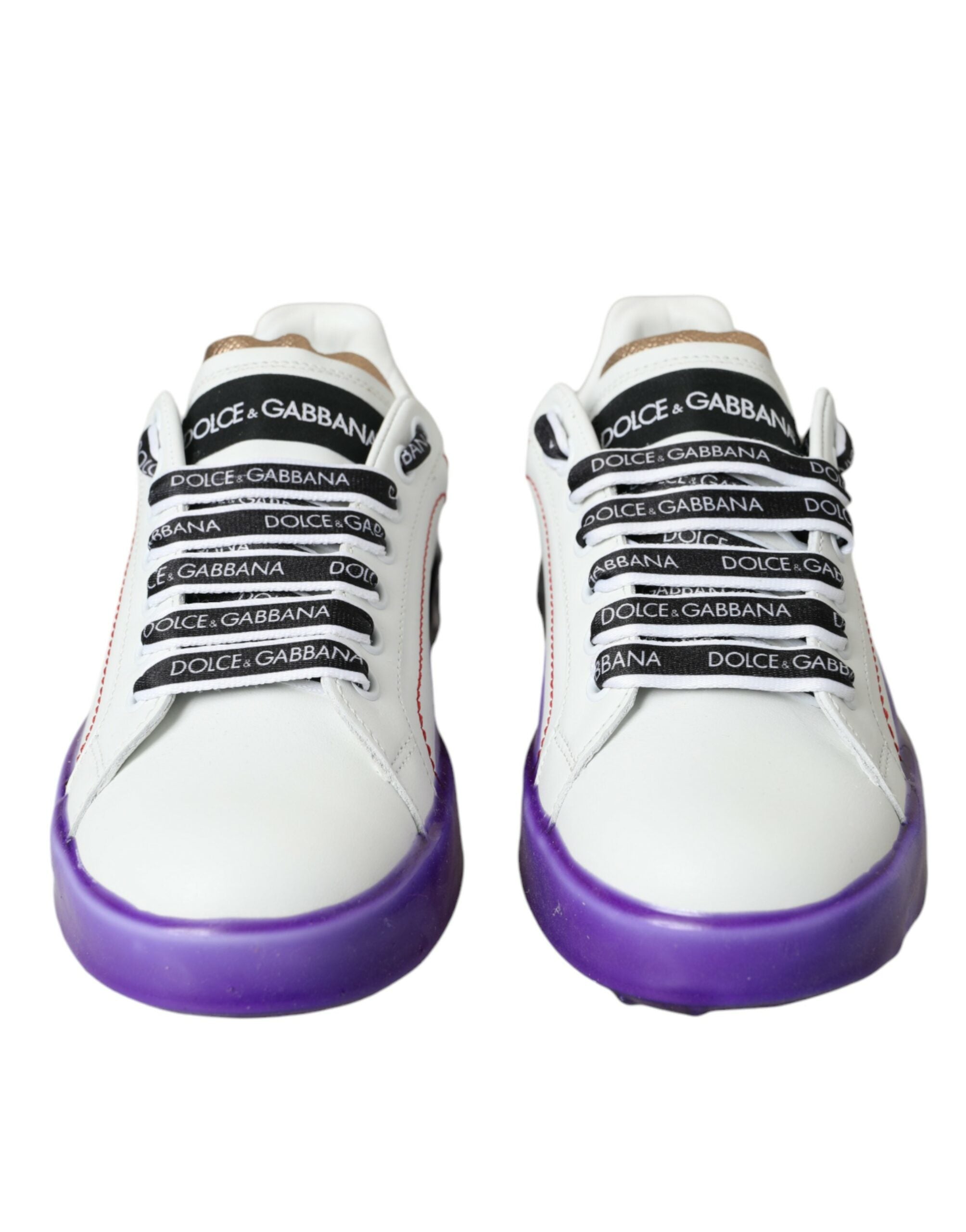 Dolce & Gabbana White Leather Portofino Low Top Sneakers Shoes-2