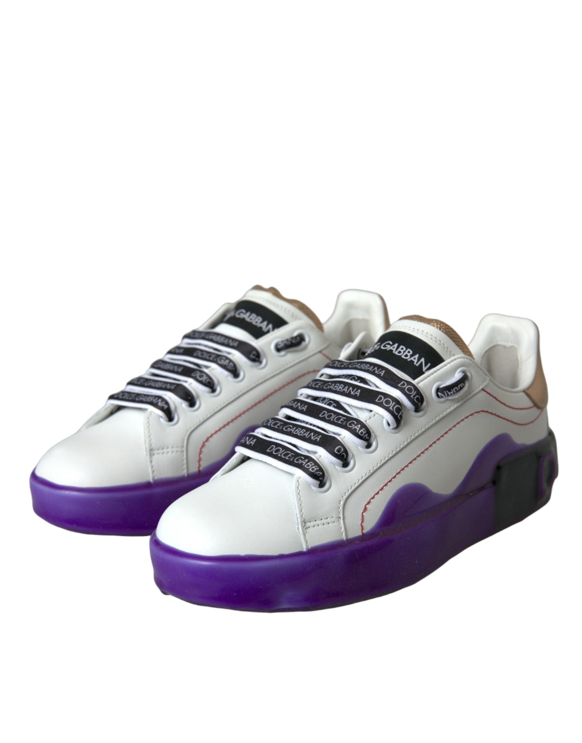 Dolce & Gabbana White Leather Portofino Low Top Sneakers Shoes-3