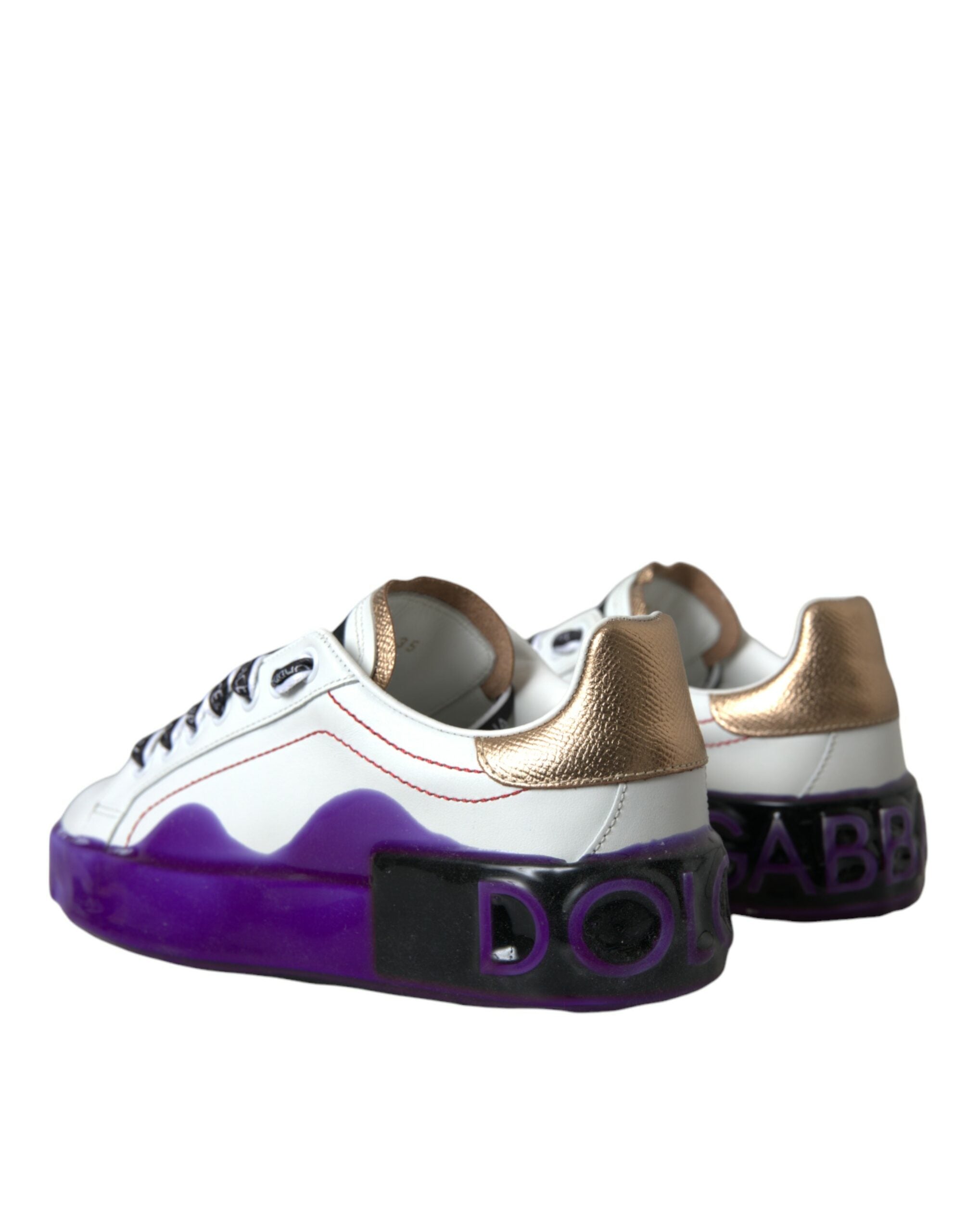Dolce & Gabbana White Leather Portofino Low Top Sneakers Shoes-4