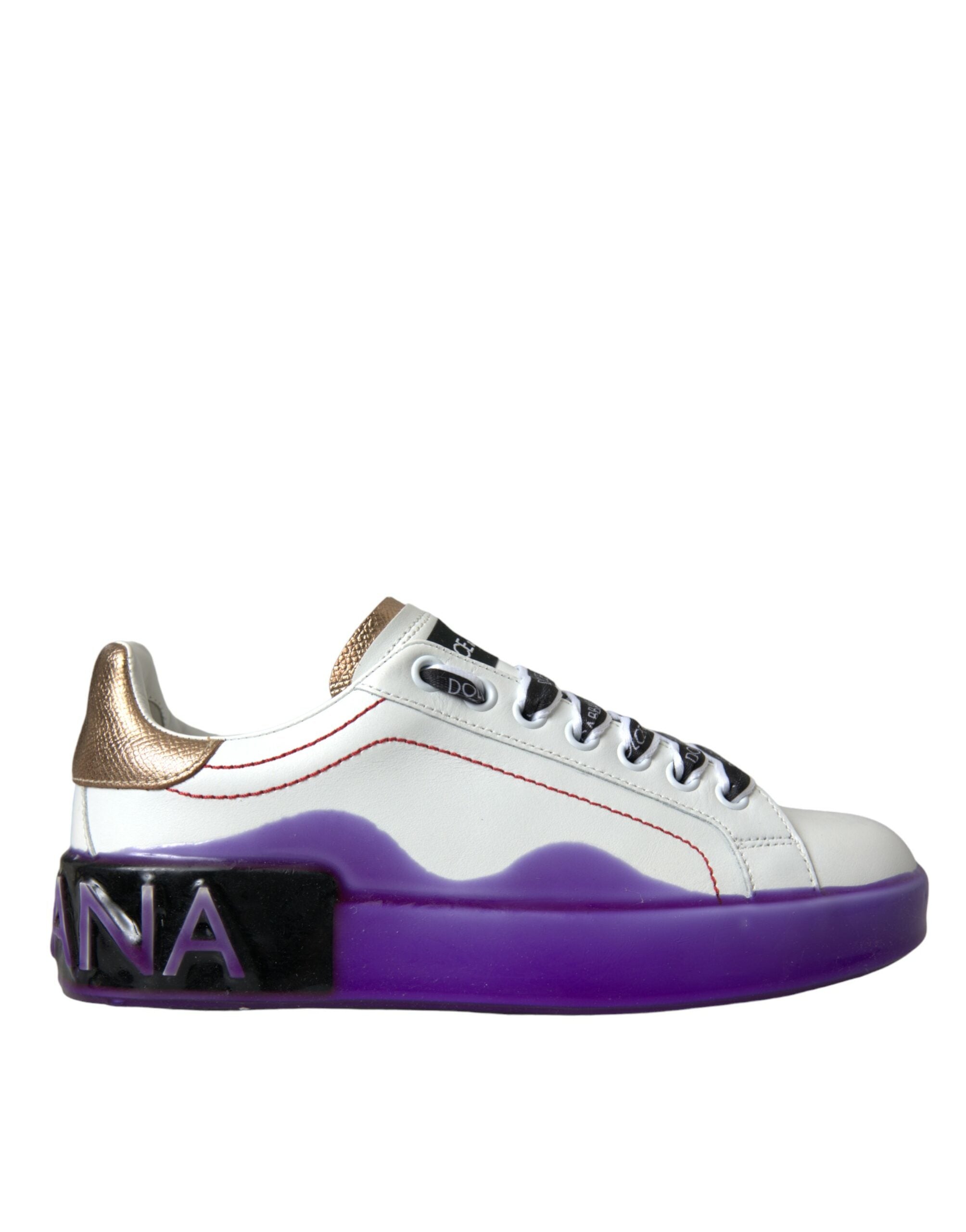 Dolce & Gabbana White Leather Portofino Low Top Sneakers Shoes-1