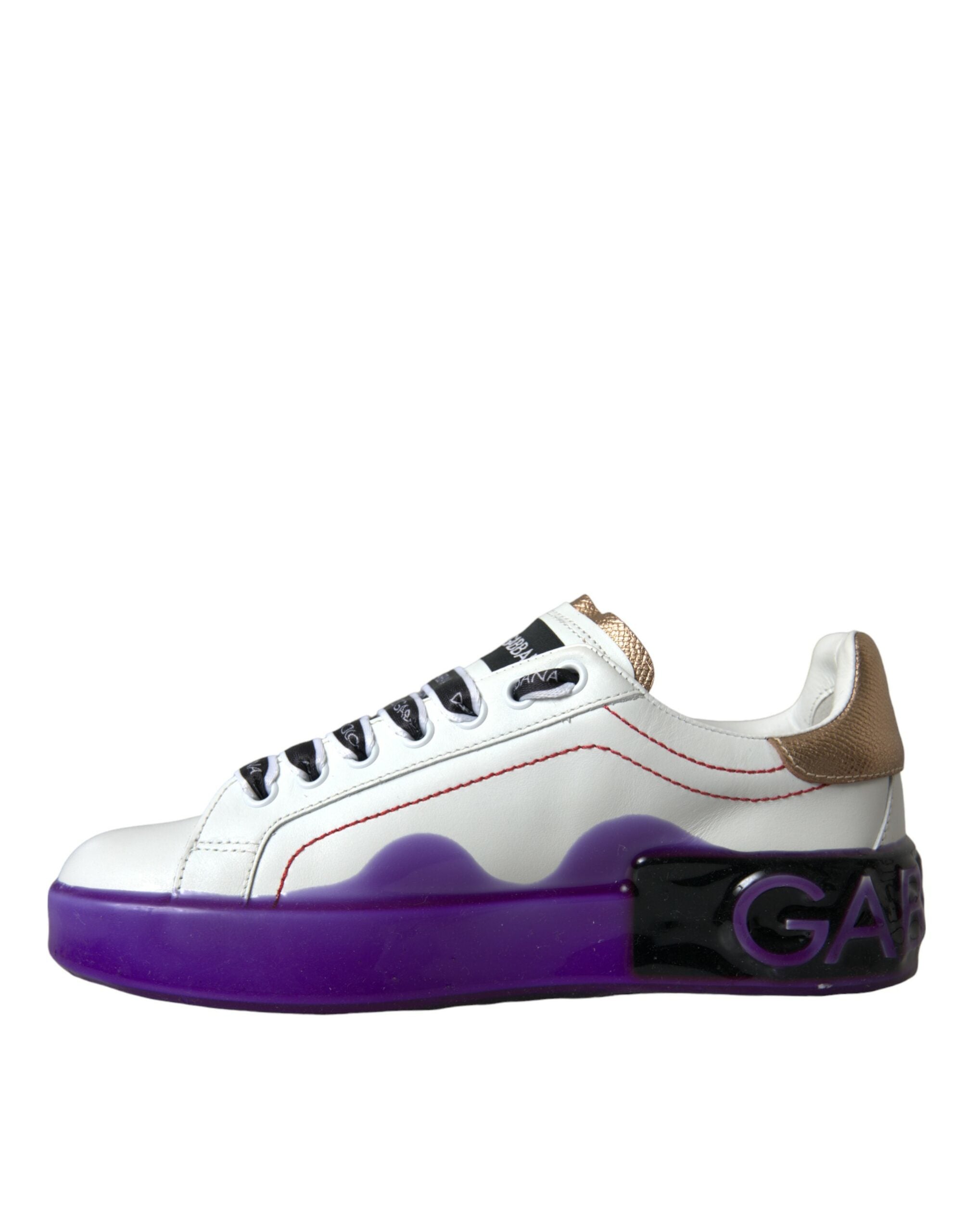 Dolce & Gabbana White Leather Portofino Low Top Sneakers Shoes-6