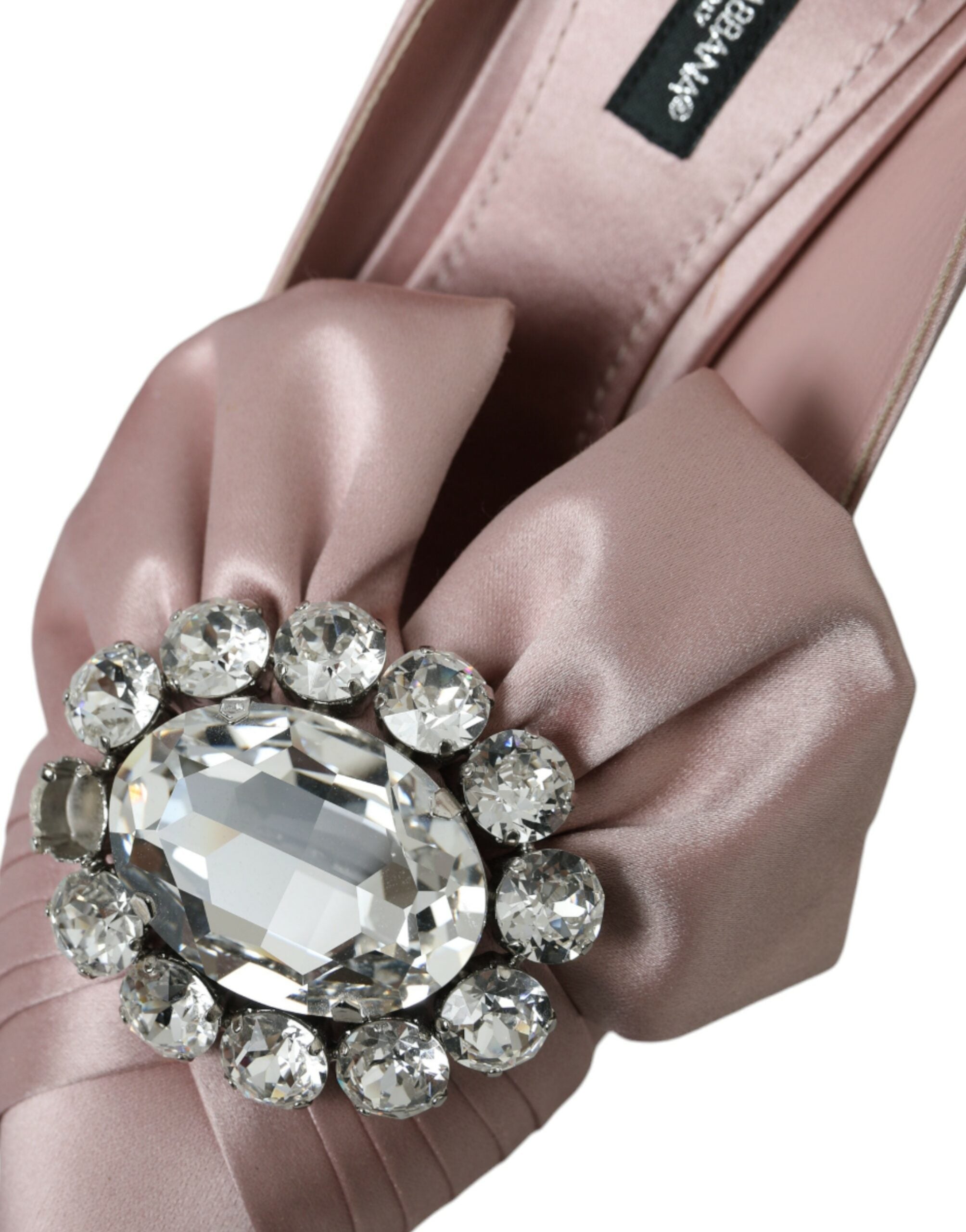 Dolce & Gabbana Pink Satin Crystal High Heels Pumps Shoes-8