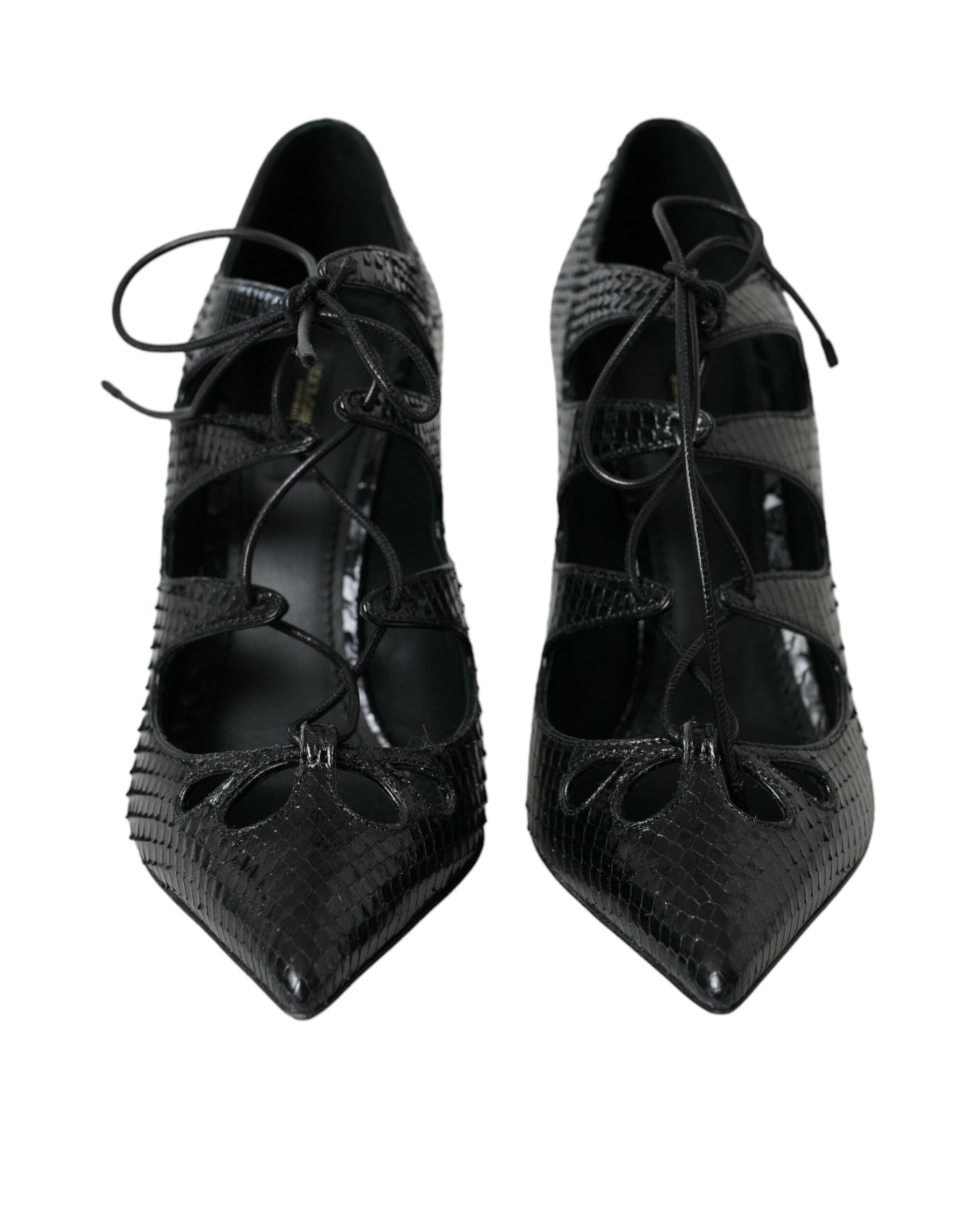 Dolce & Gabbana Black Python Leather Mary Jane Pumps Shoes-2