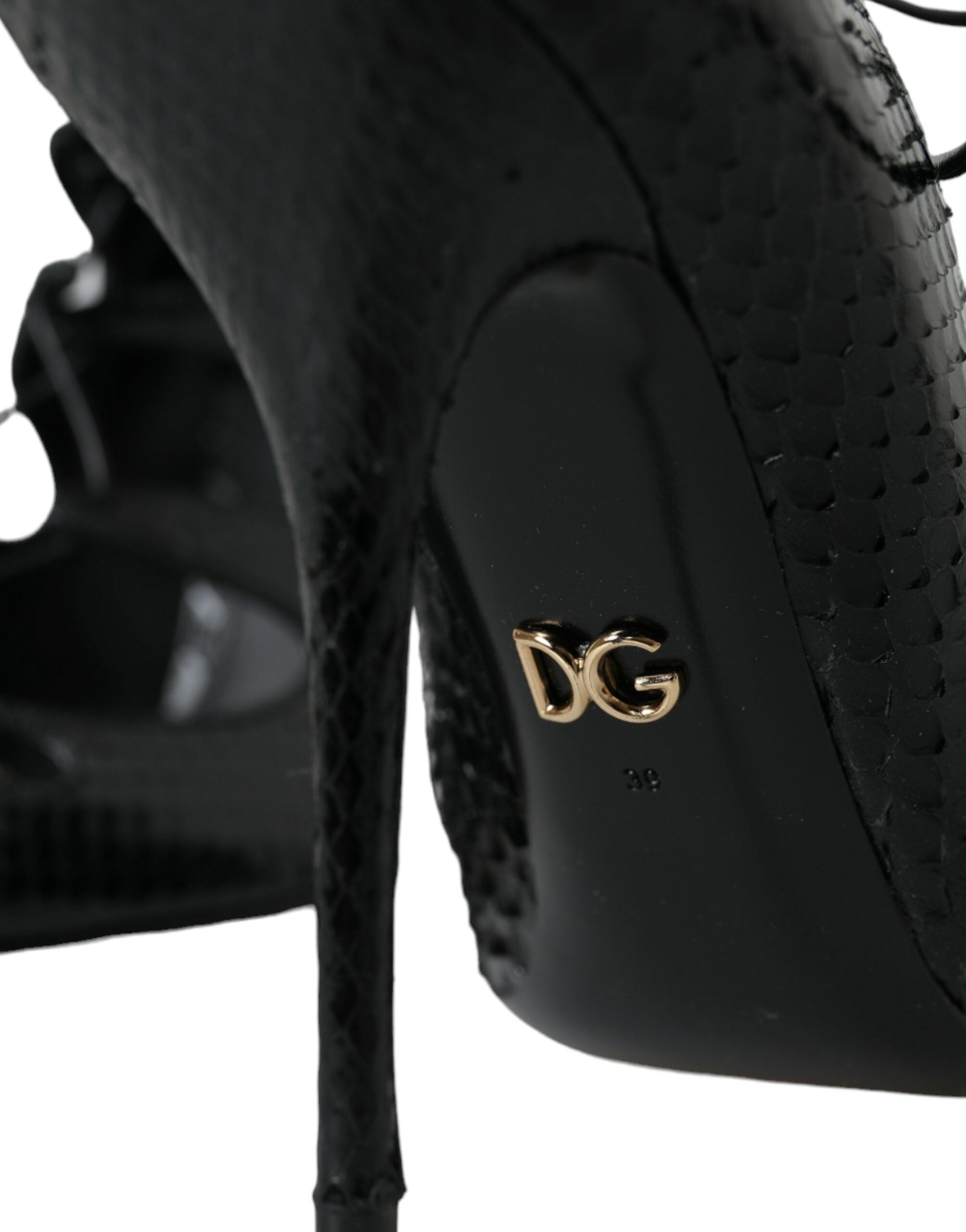 Dolce & Gabbana Black Python Leather Mary Jane Pumps Shoes-7