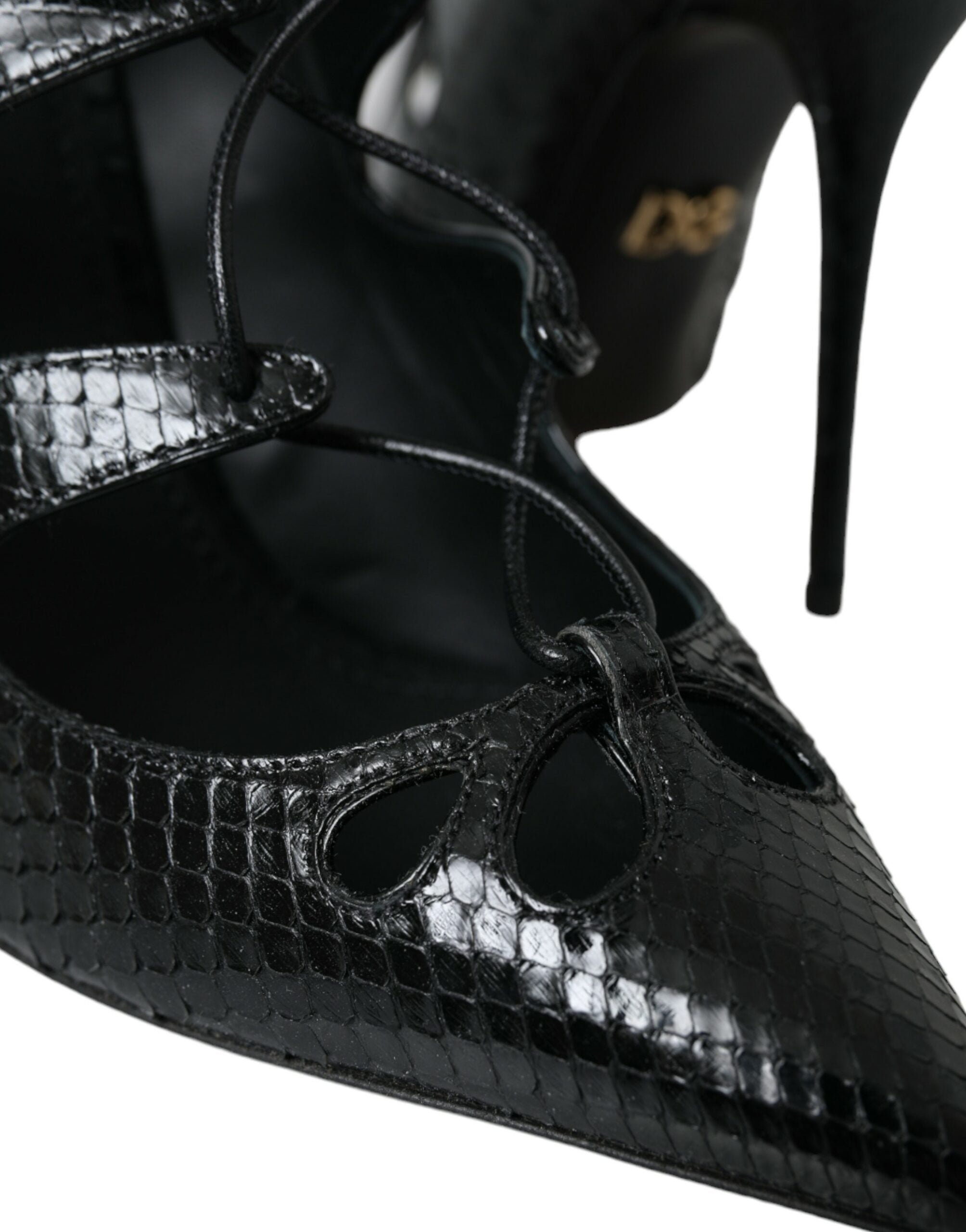 Dolce & Gabbana Black Python Leather Mary Jane Pumps Shoes-8