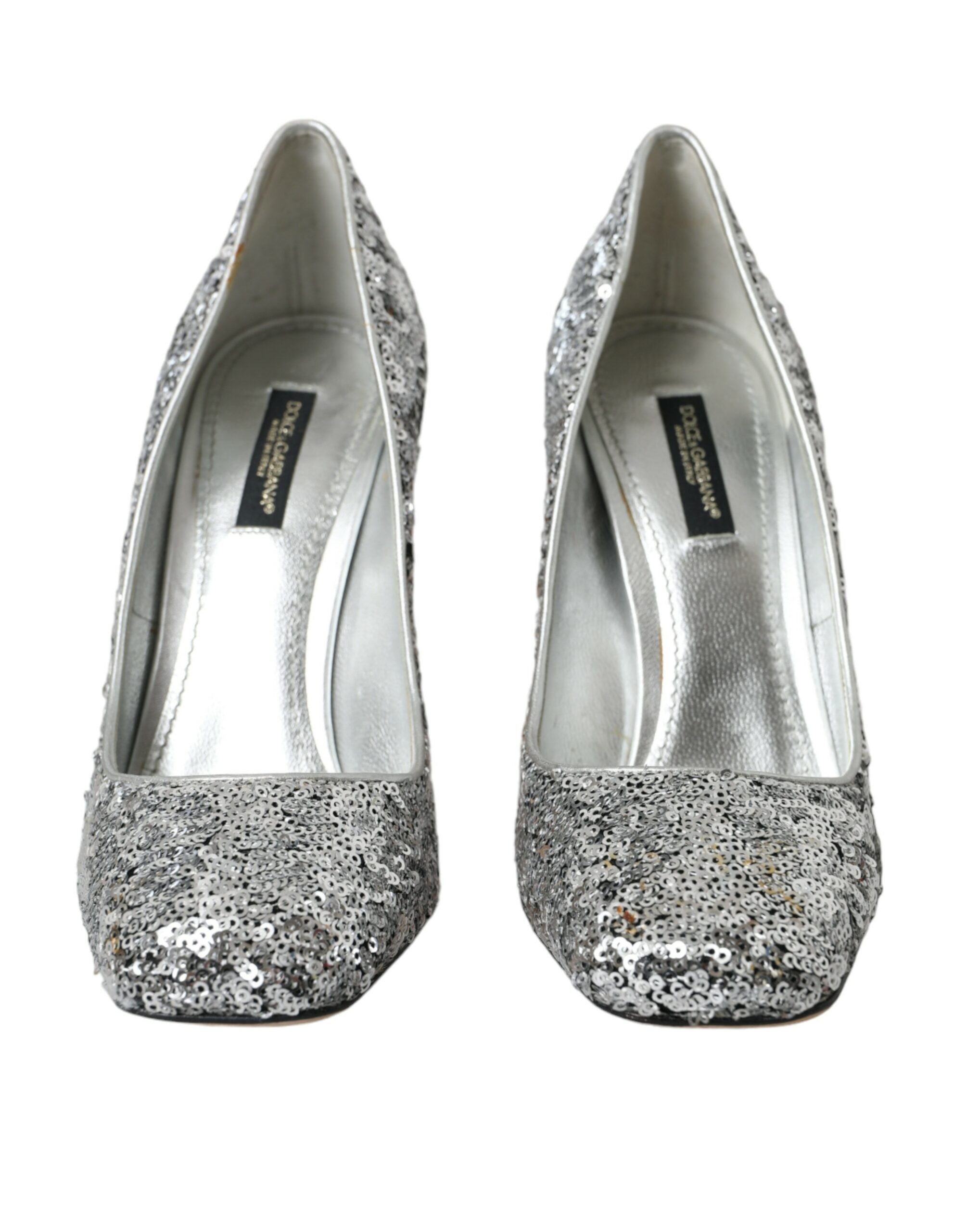 Dolce & Gabbana Silver Sequin Embellished Heels Pumps Shoes-2
