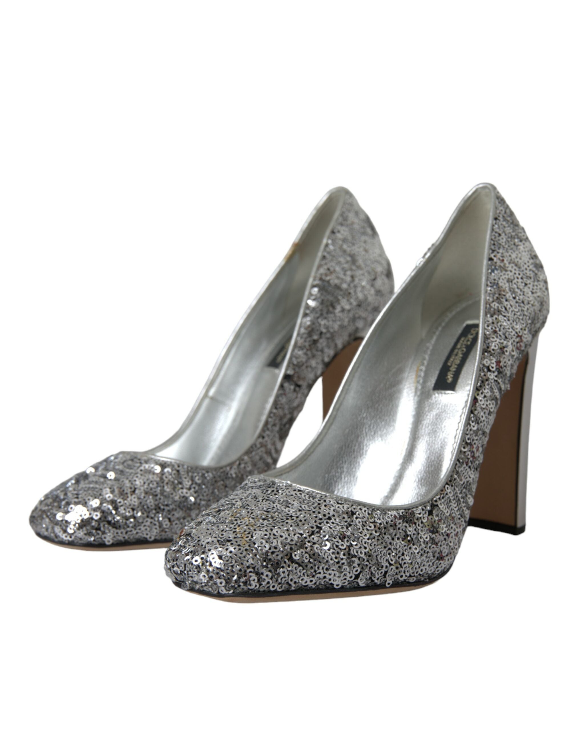 Dolce & Gabbana Silver Sequin Embellished Heels Pumps Shoes-3