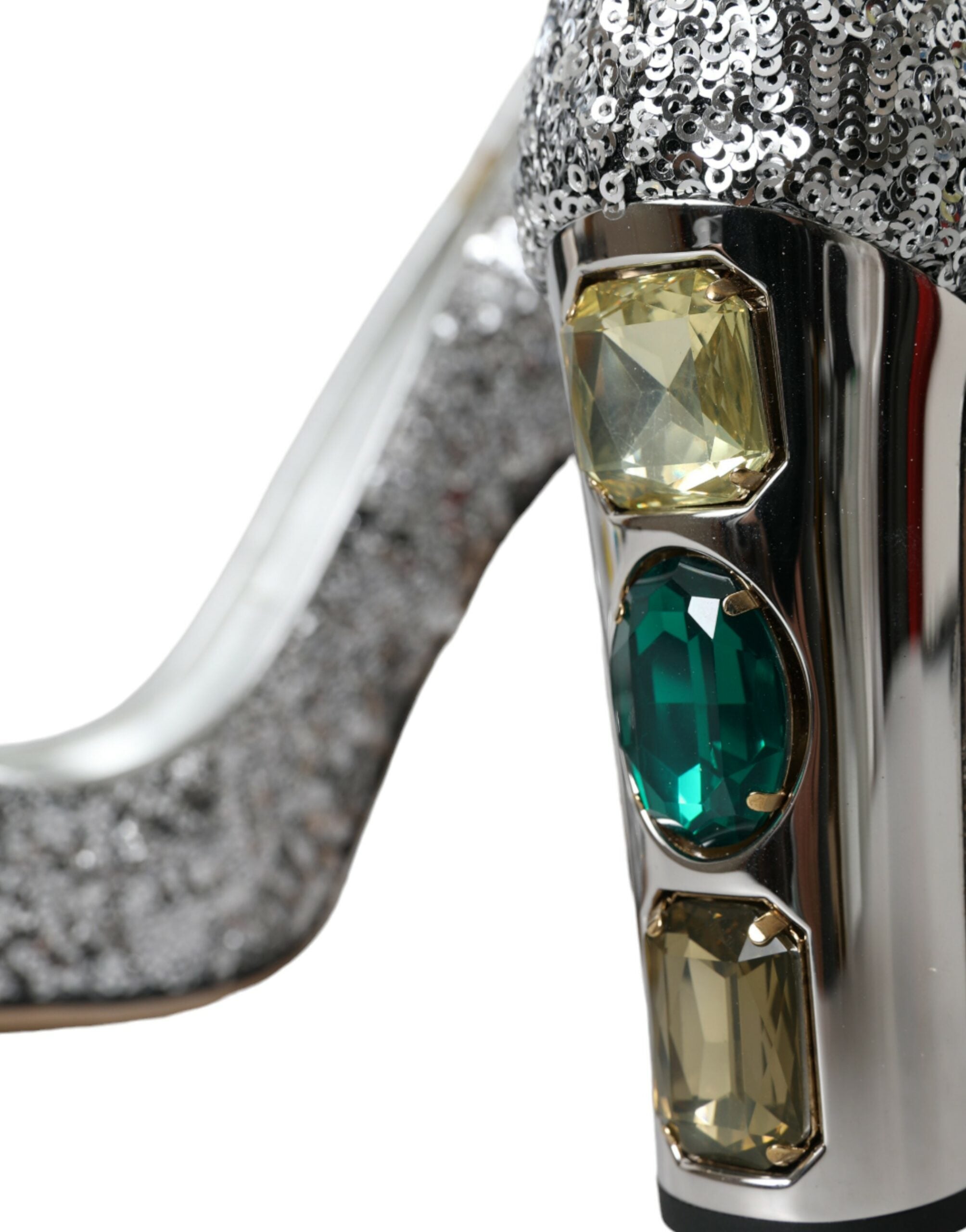 Dolce & Gabbana Silver Sequin Embellished Heels Pumps Shoes-7
