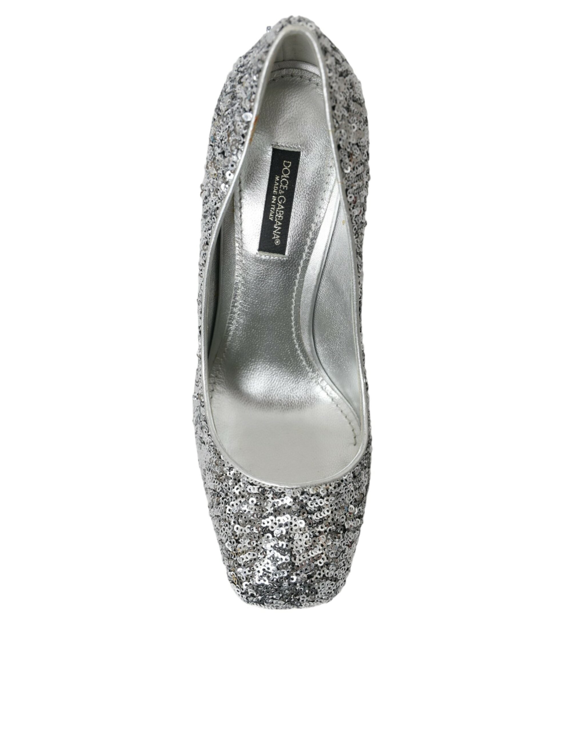 Dolce & Gabbana Silver Sequin Embellished Heels Pumps Shoes-8