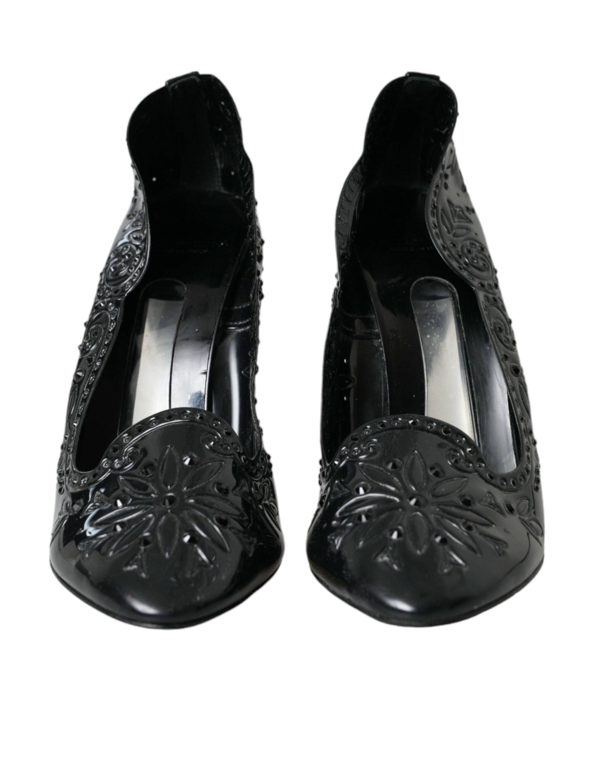 Dolce & Gabbana Black Crystal Cinderella Heels Pumps Shoes-2