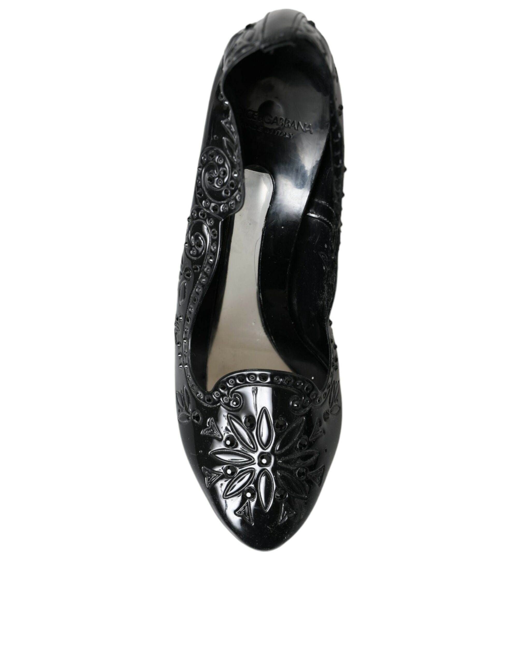 Dolce & Gabbana Black Crystal Cinderella Heels Pumps Shoes-8