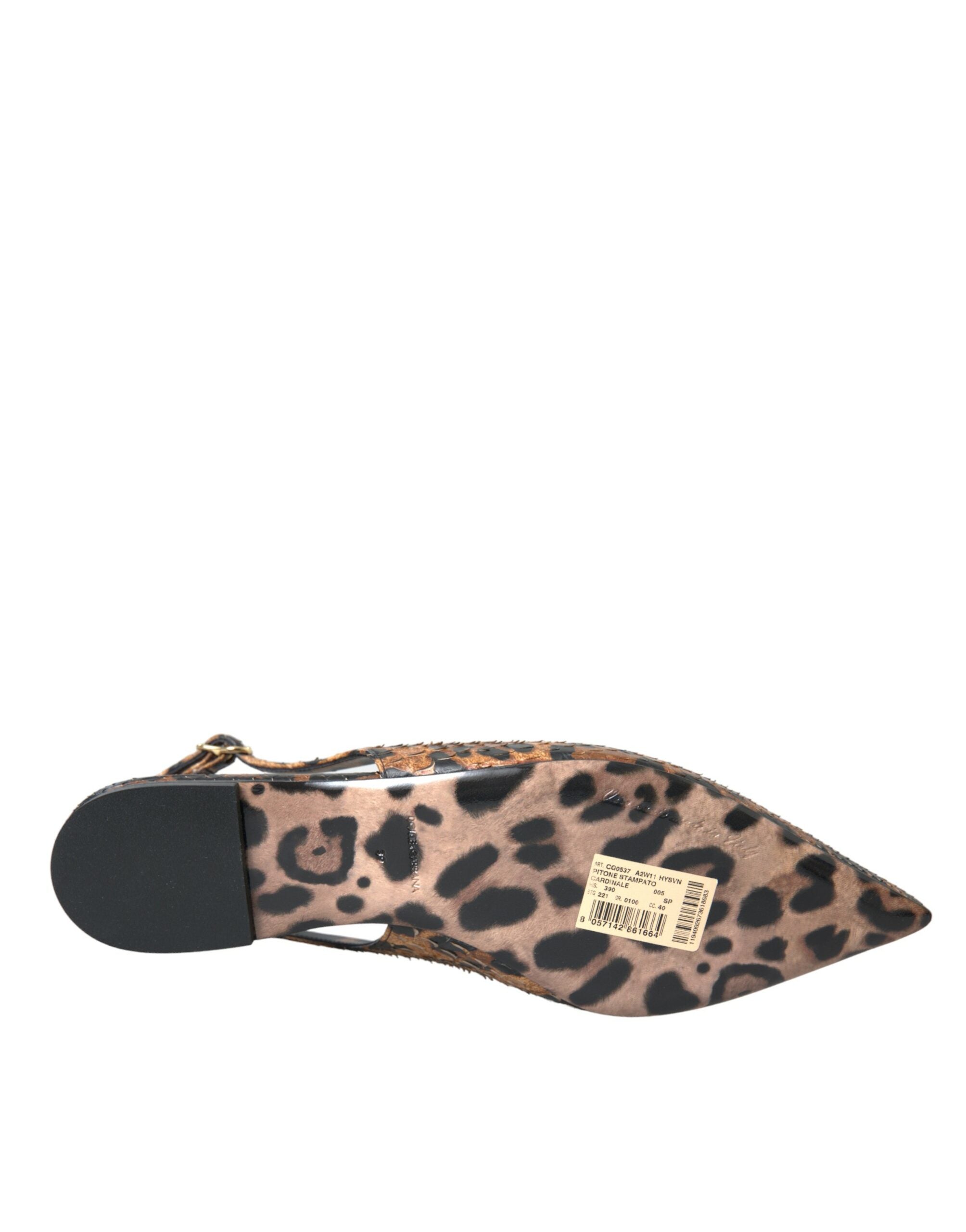 Dolce & Gabbana Brown Leopard Exotic Skin Slingback Shoes-6