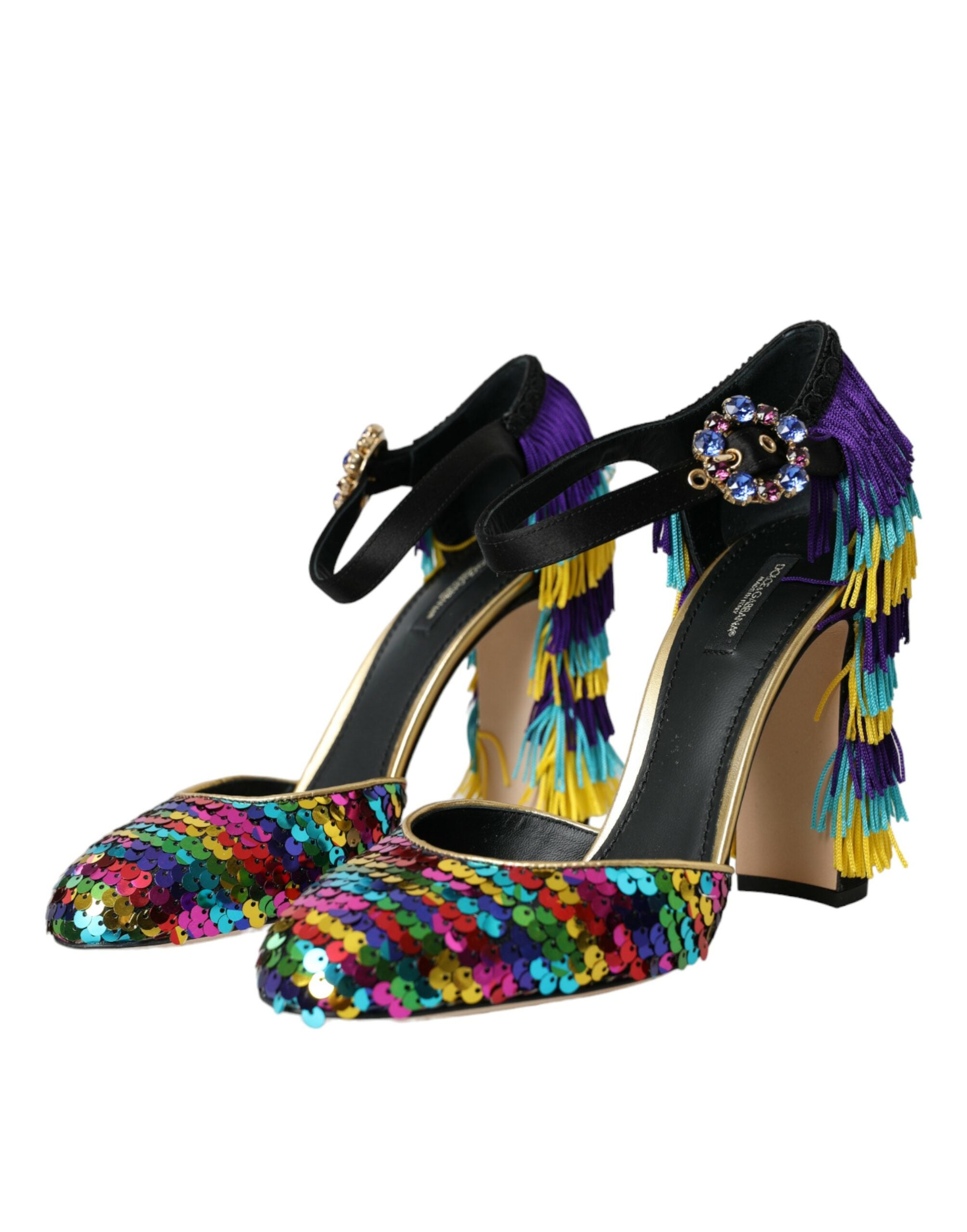 Dolce & Gabbana Multicolor Pailletten Kristall Mary Jane Schuhe-3