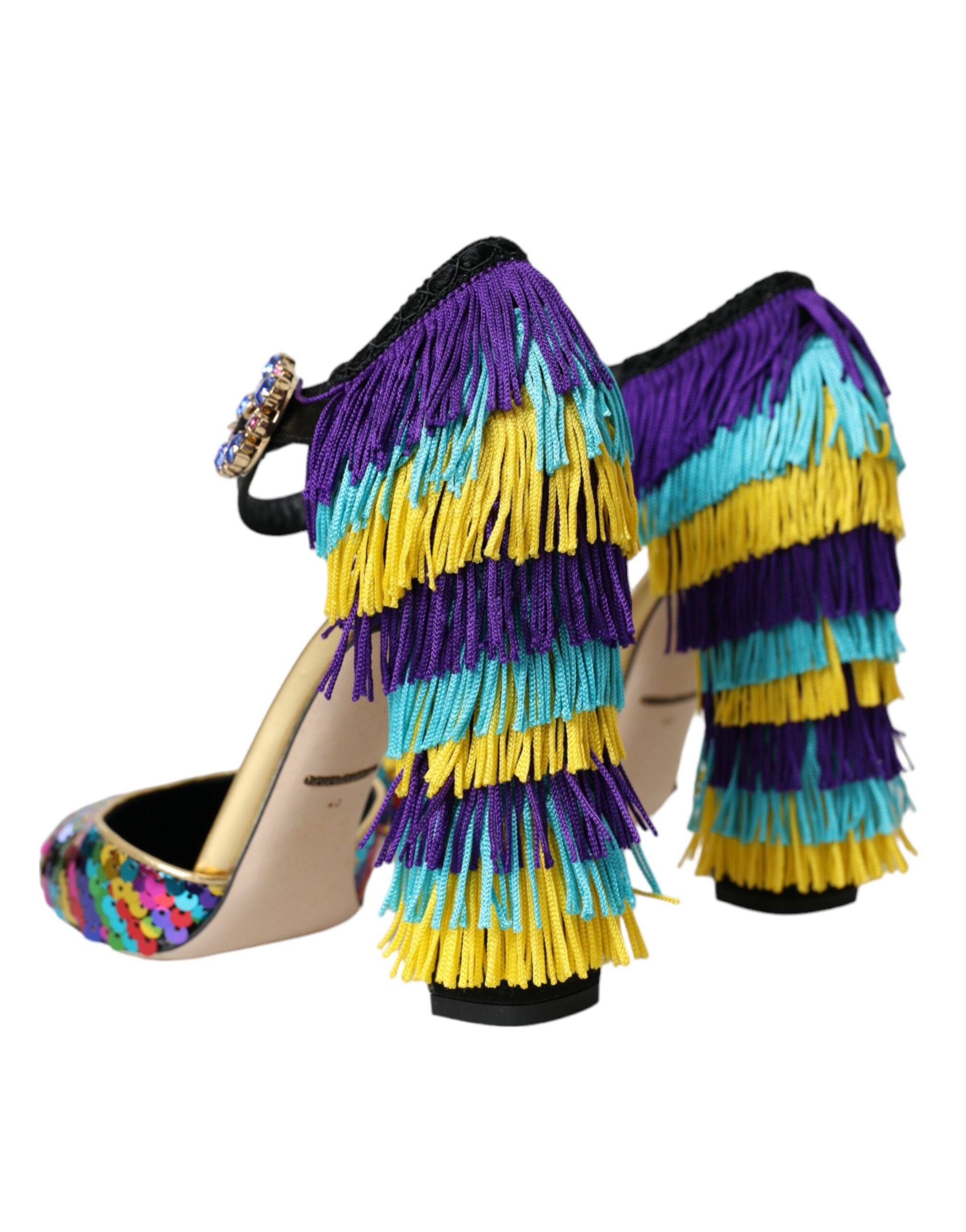 Dolce & Gabbana Multicolor Pailletten Kristall Mary Jane Schuhe-4