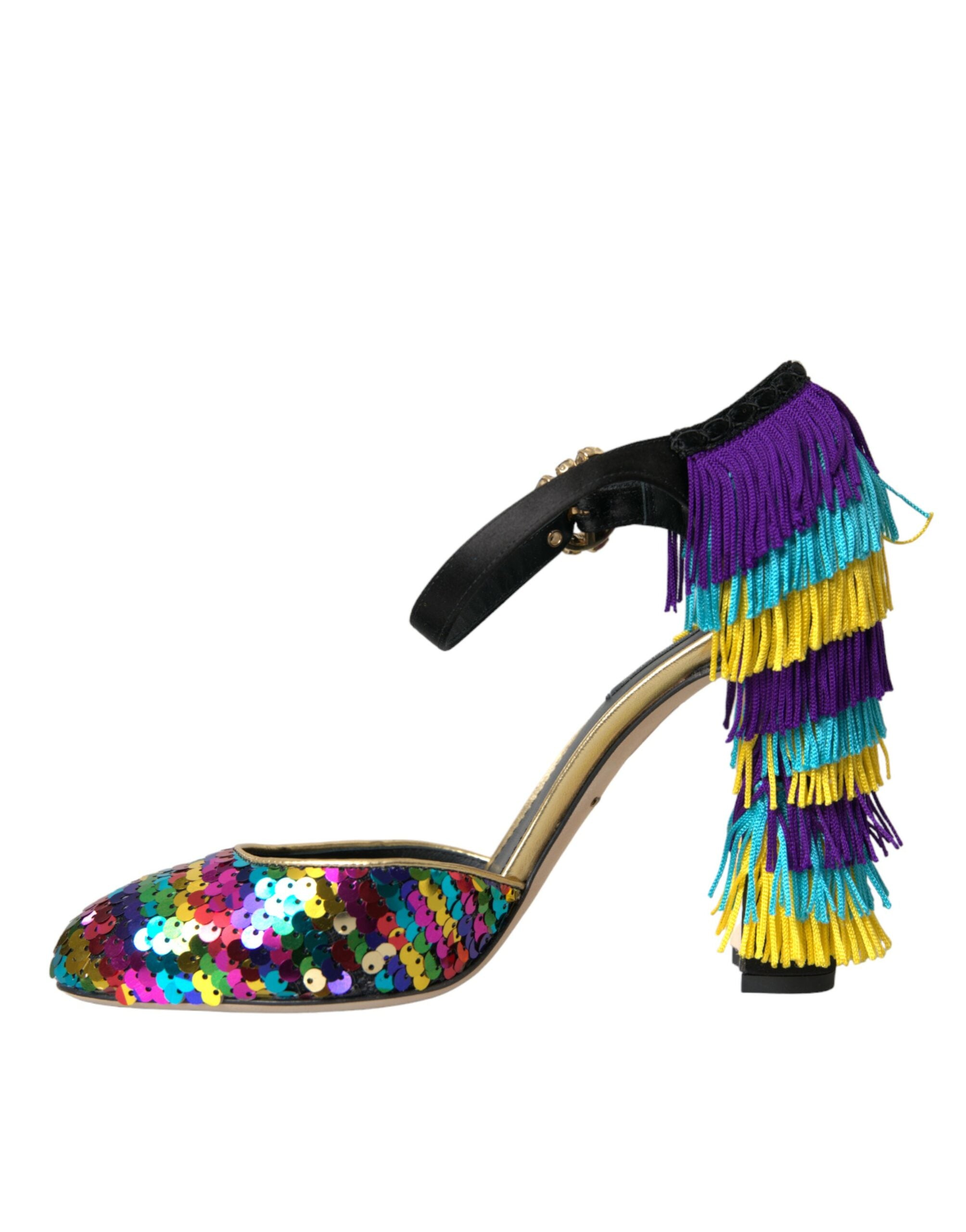 Dolce & Gabbana Multicolor Pailletten Kristall Mary Jane Schuhe-5