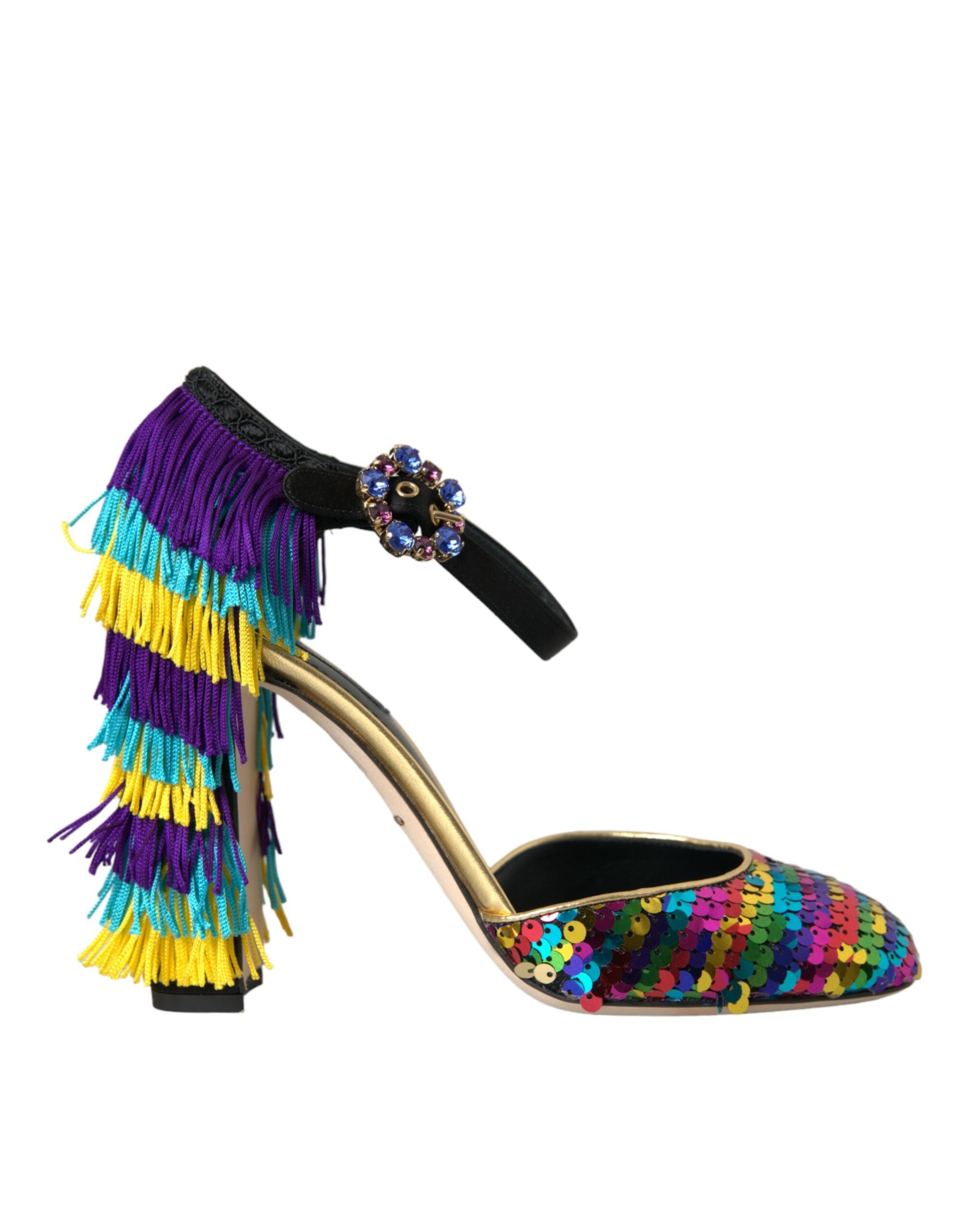 Dolce & Gabbana Multicolor Pailletten Kristall Mary Jane Schuhe-1