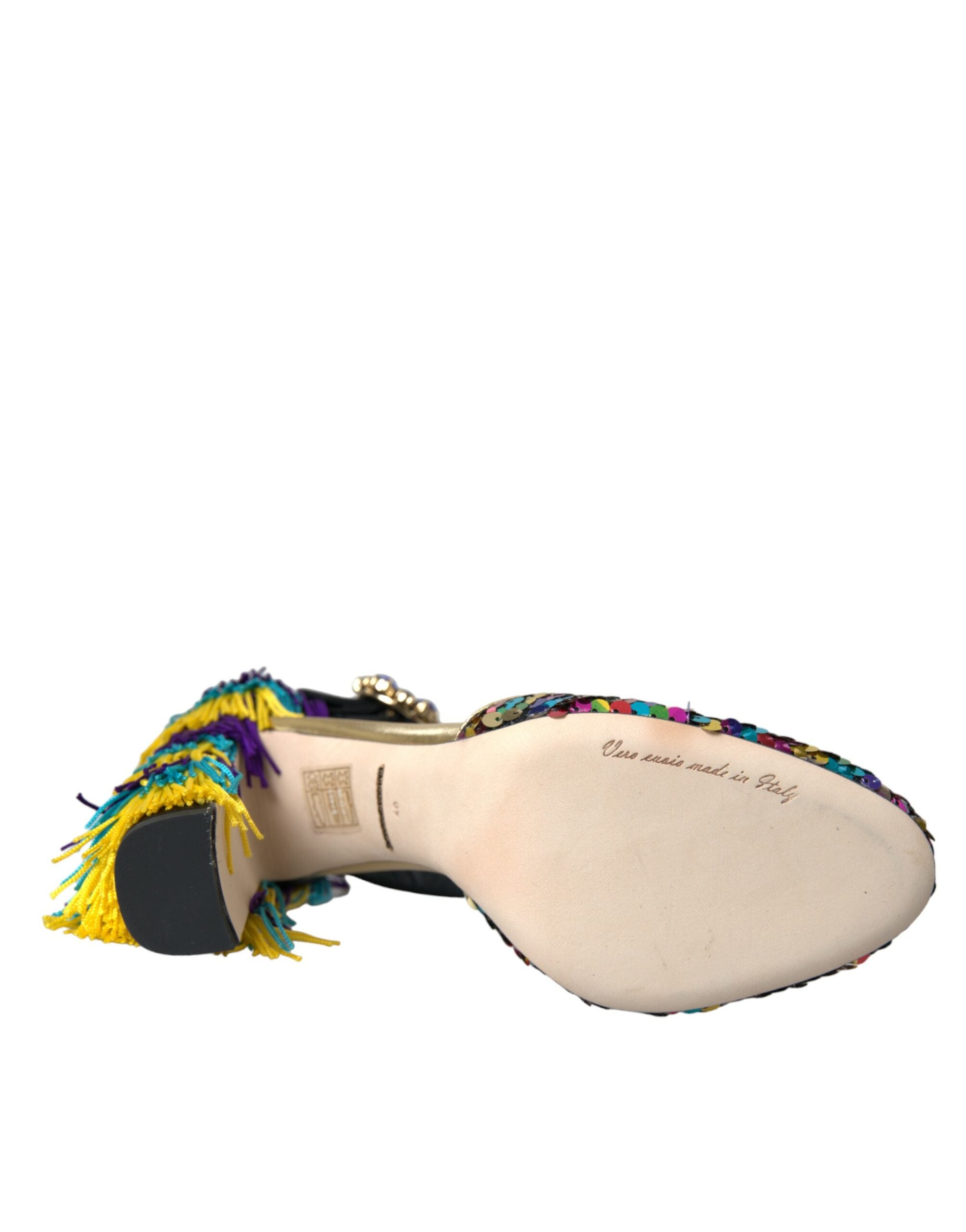 Dolce & Gabbana Multicolor Pailletten Kristall Mary Jane Schuhe-6