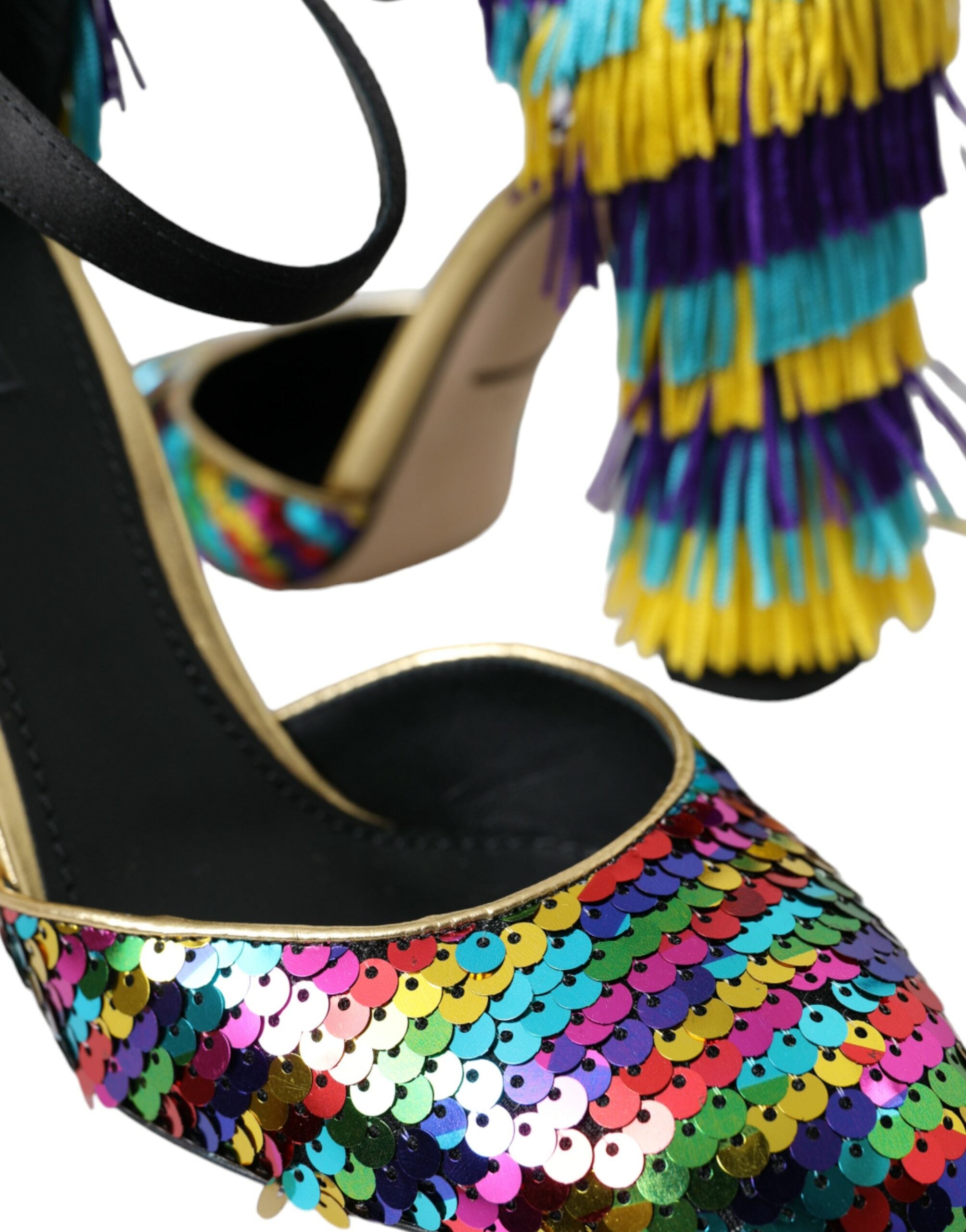 Dolce & Gabbana Multicolor Pailletten Kristall Mary Jane Schuhe-8