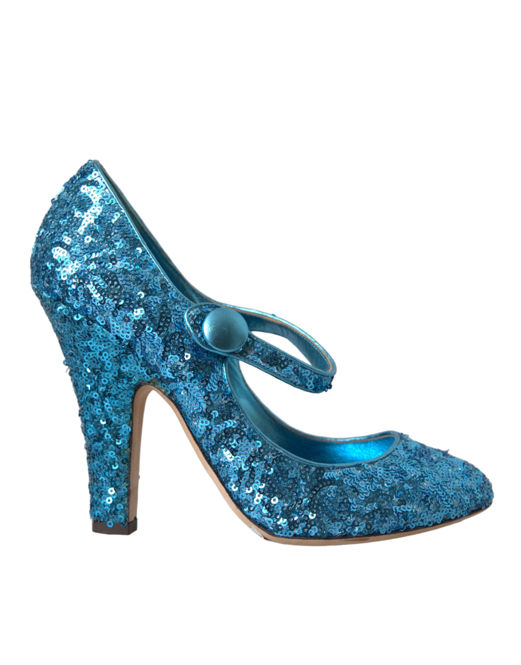 Dolce & Gabbana Blau Pailletten Mary Jane Pumps High Heels Schuhe-1