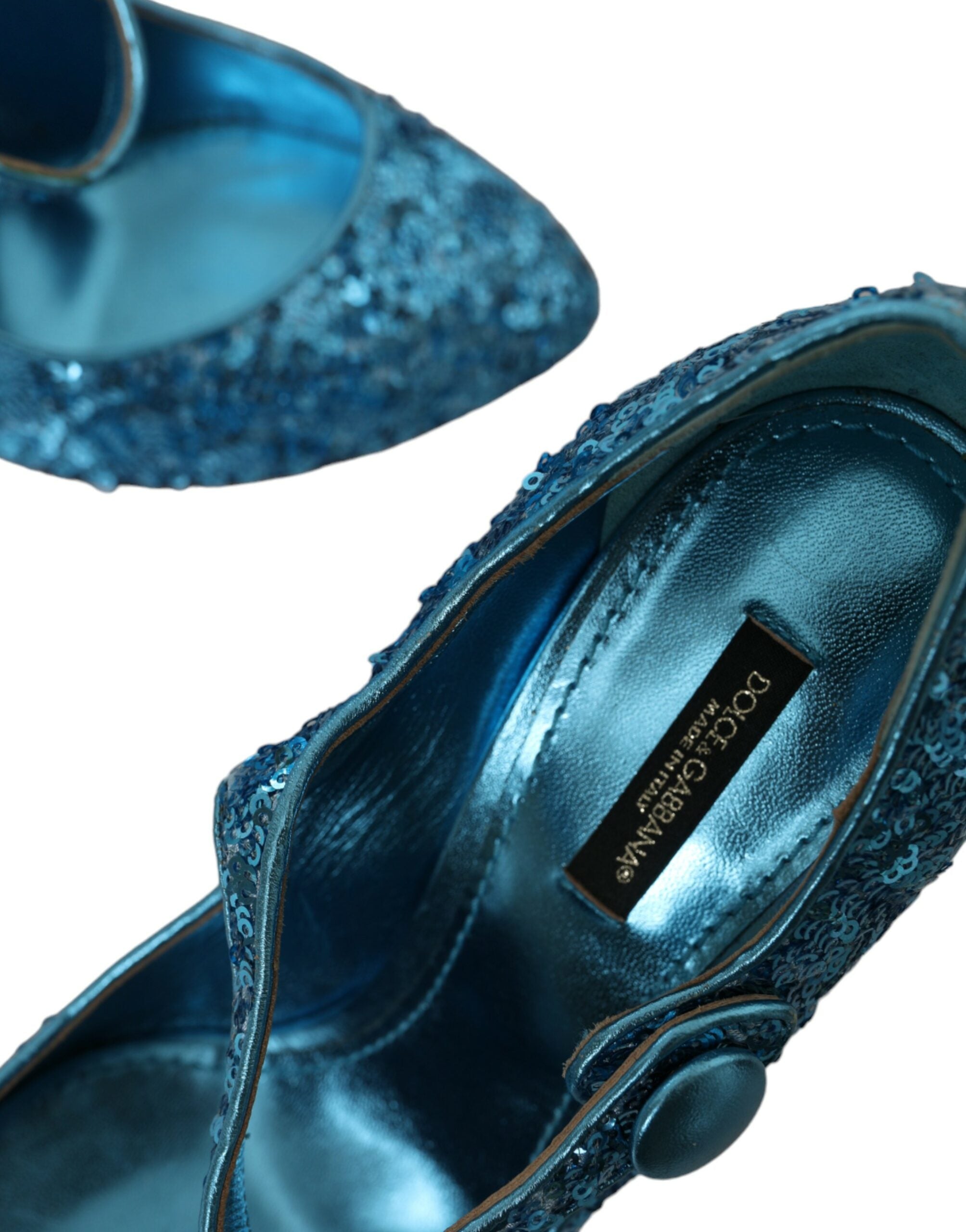 Dolce & Gabbana Blau Pailletten Mary Jane Pumps High Heels Schuhe-7