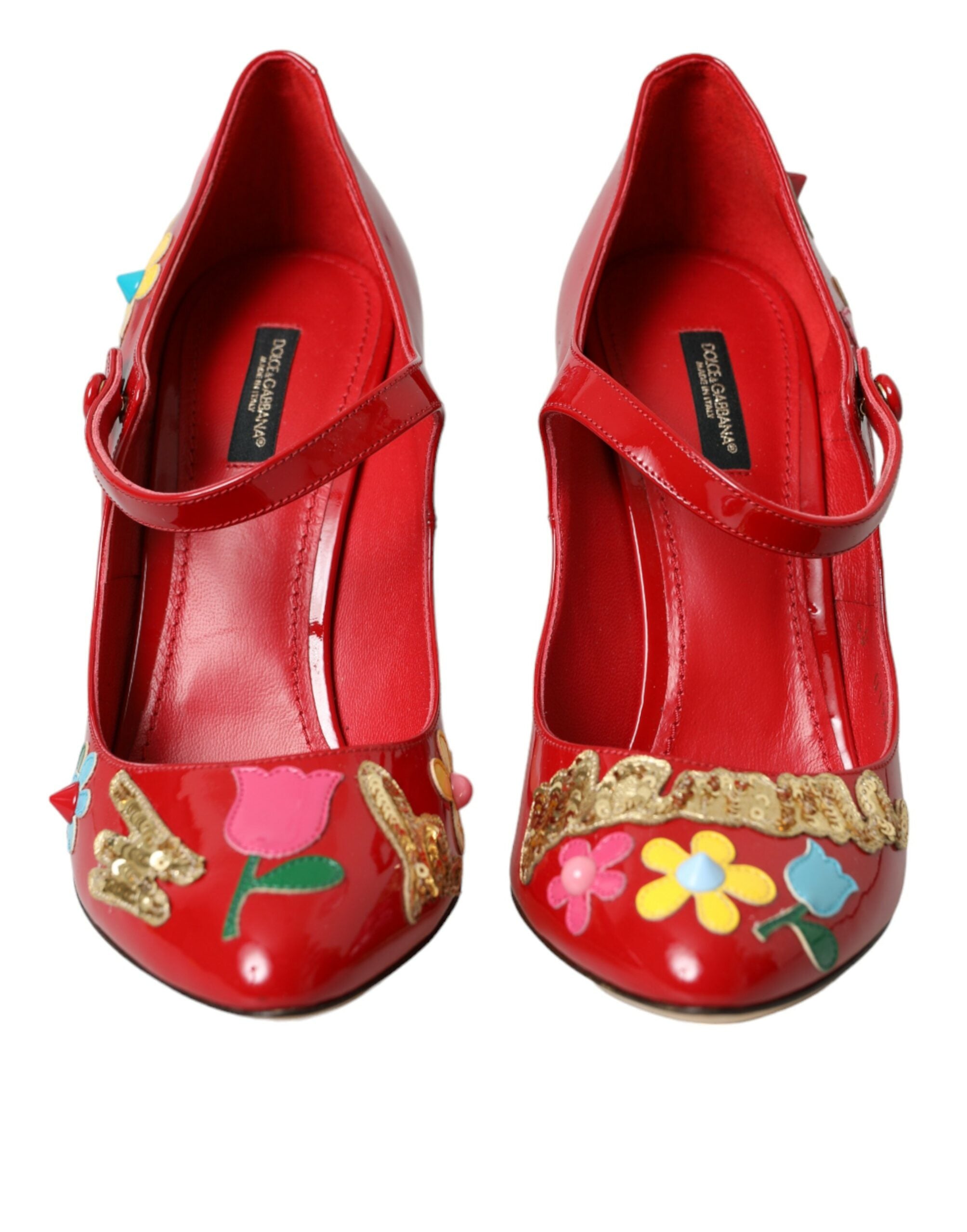Zapatos de tacón Mary Jane con adornos de cuero rojo de Dolce & Gabbana-2