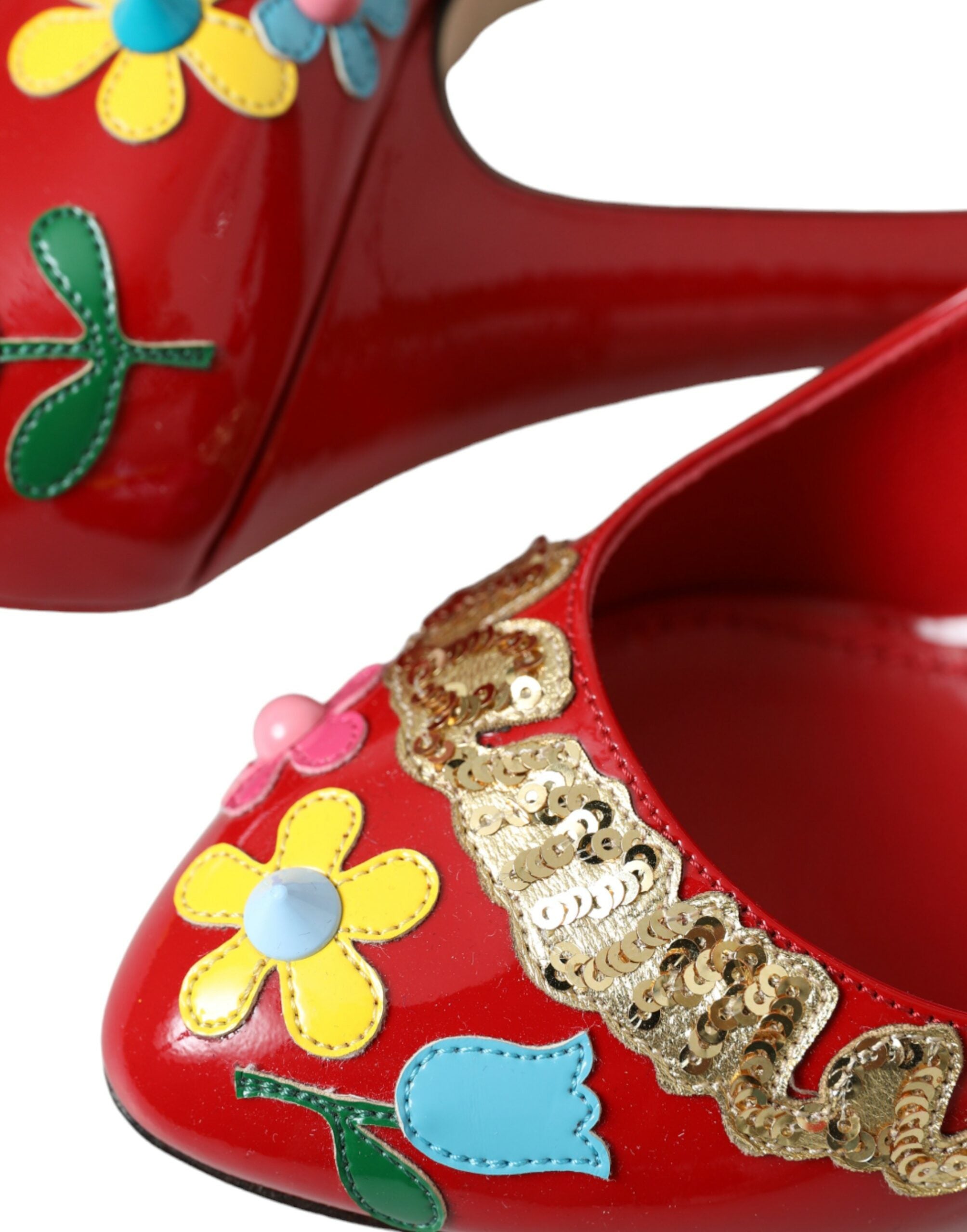 Zapatos de tacón Mary Jane con adornos de cuero rojo de Dolce & Gabbana-7