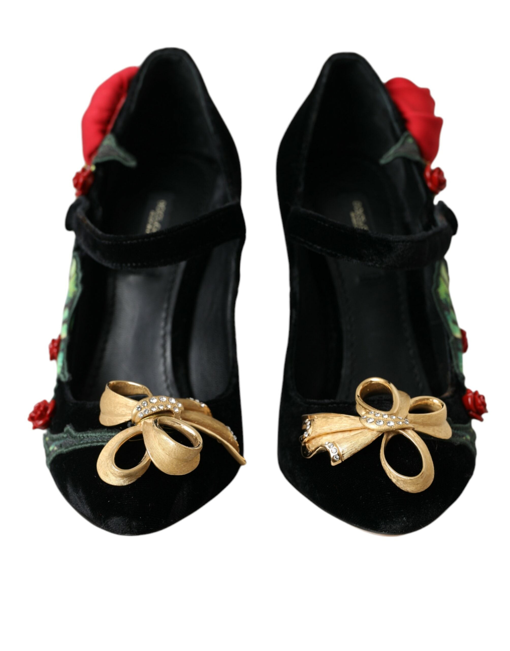 Dolce & Gabbana Black Rose Crystal Brooch Mary Jane Shoes-2