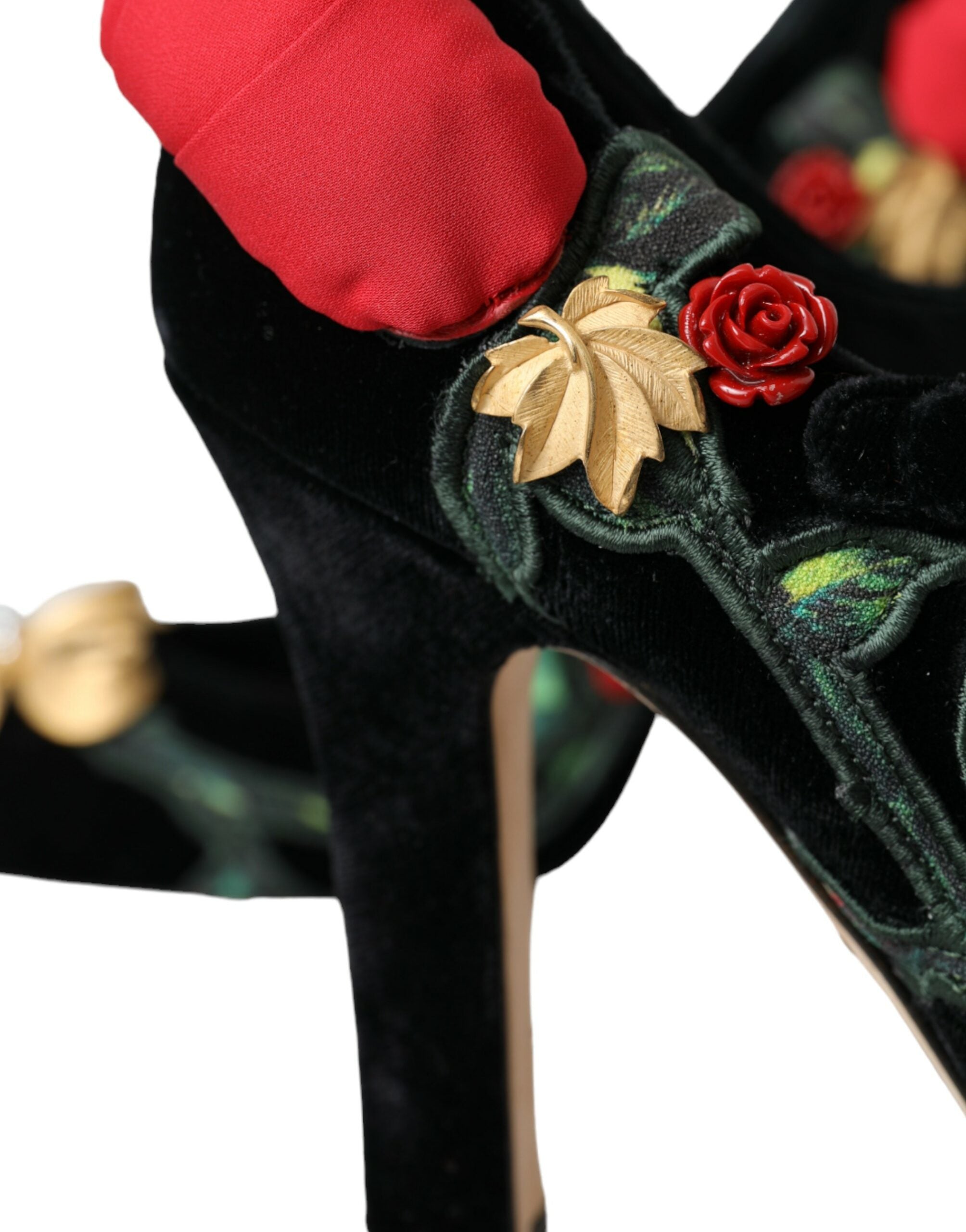 Dolce & Gabbana Black Rose Crystal Brooch Mary Jane Shoes-7