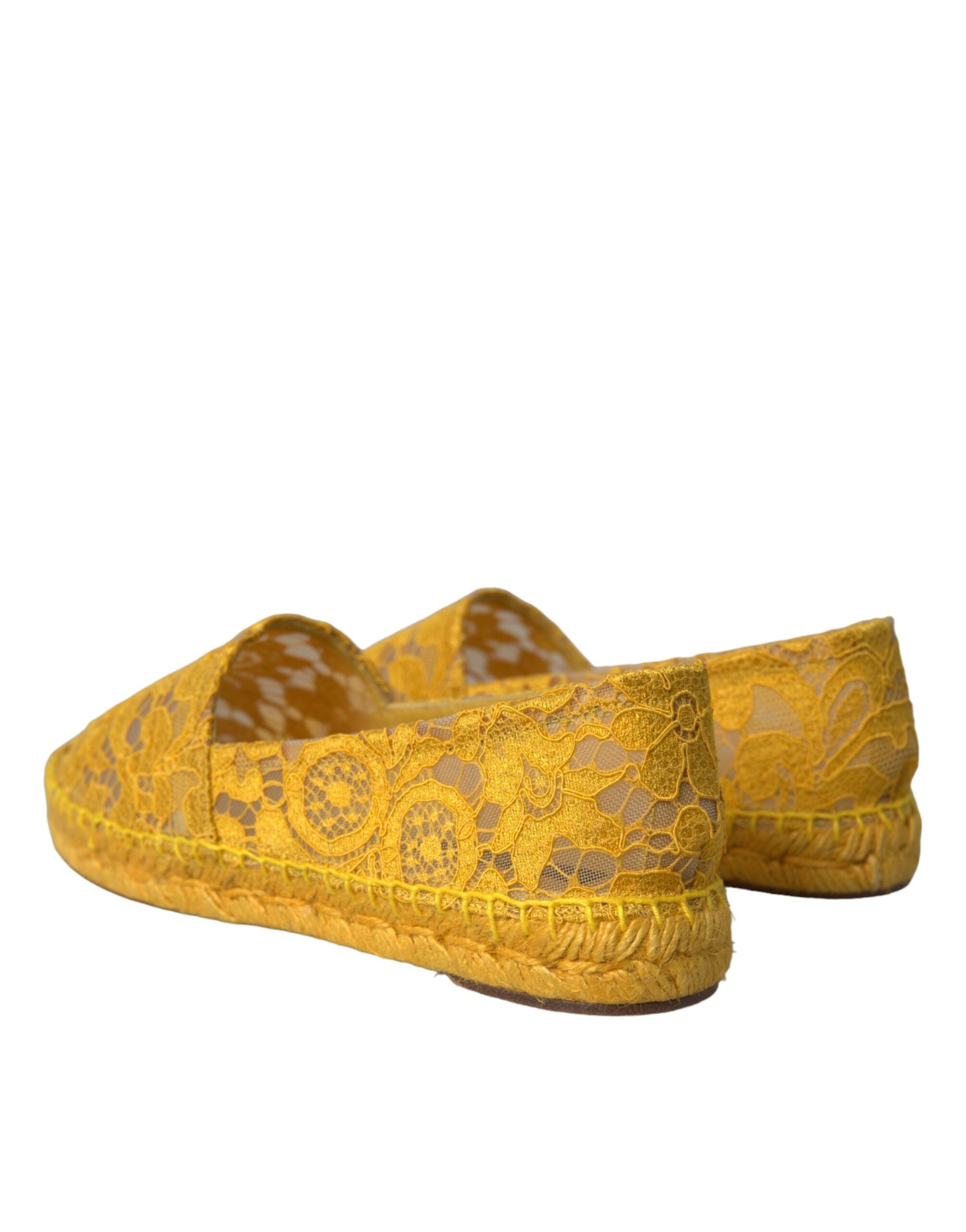 Dolce & Gabbana Yellow Taormina Lace Espadrille Loafers Flats Shoes-3