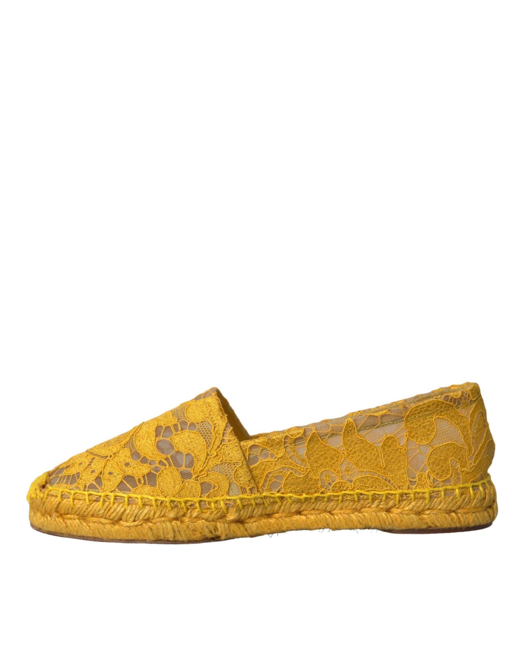 Dolce & Gabbana Yellow Taormina Lace Espadrille Loafers Flats Shoes-4