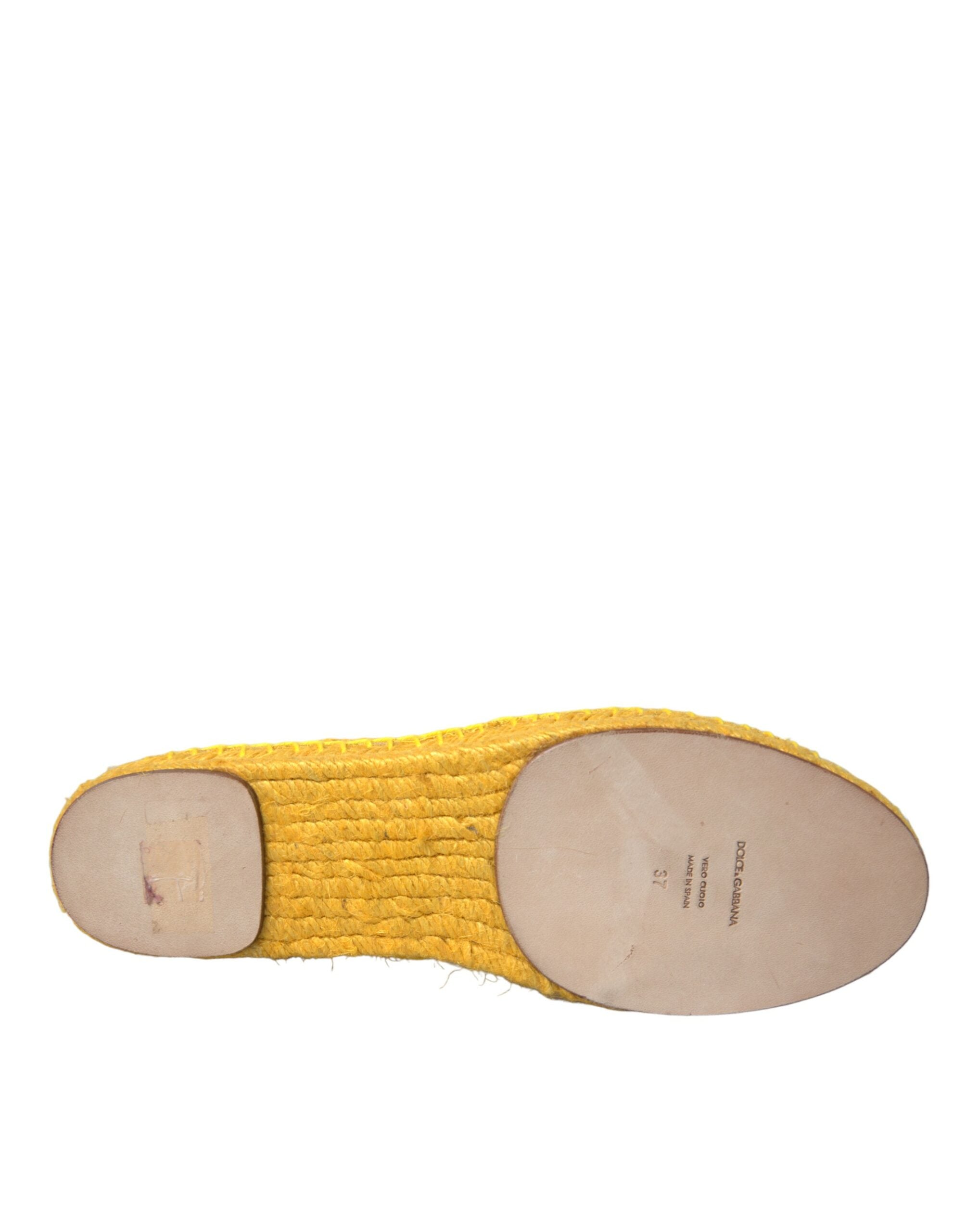 Dolce & Gabbana Yellow Taormina Lace Espadrille Loafers Flats Shoes-5