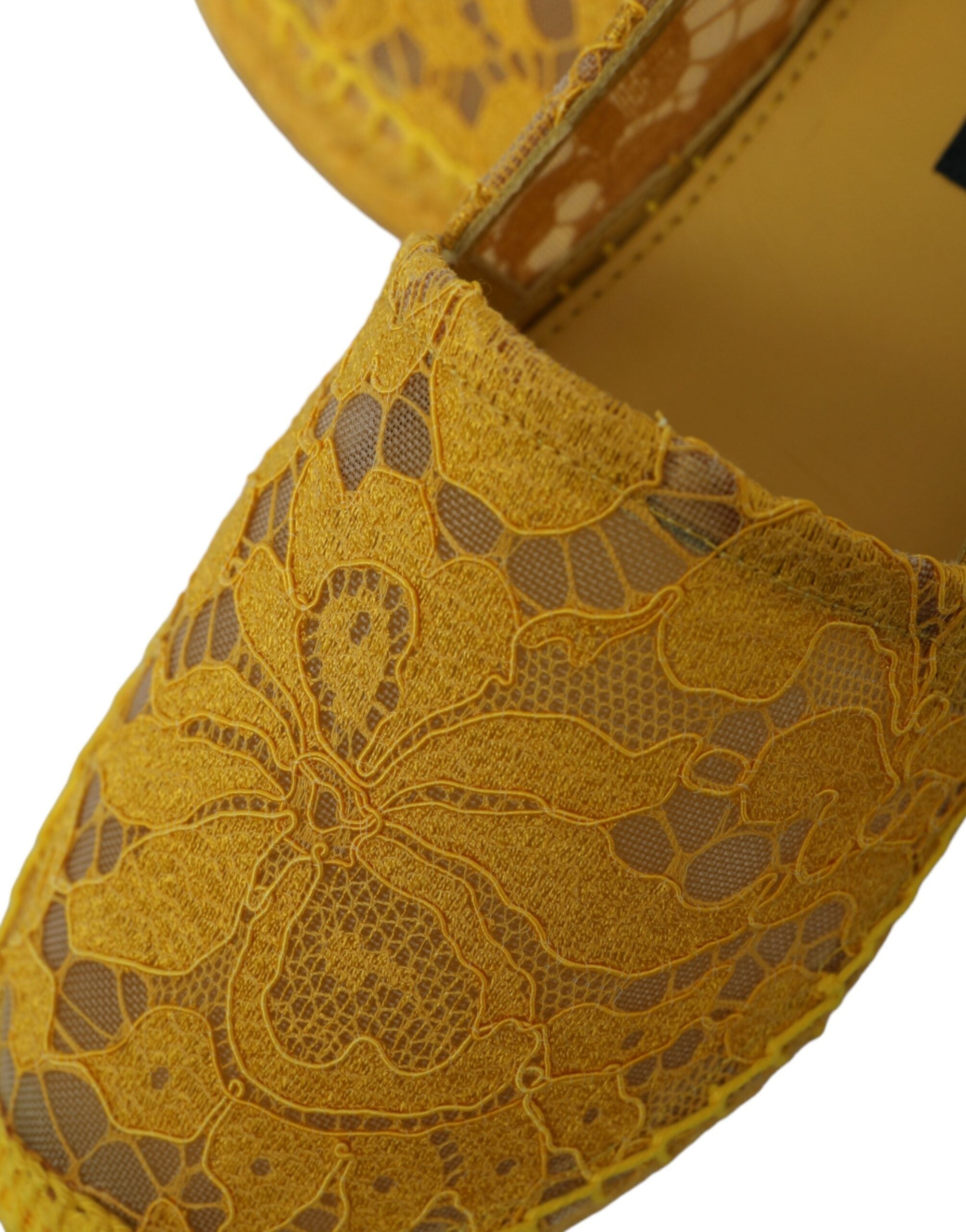 Dolce & Gabbana Yellow Taormina Lace Espadrille Loafers Flats Shoes-7