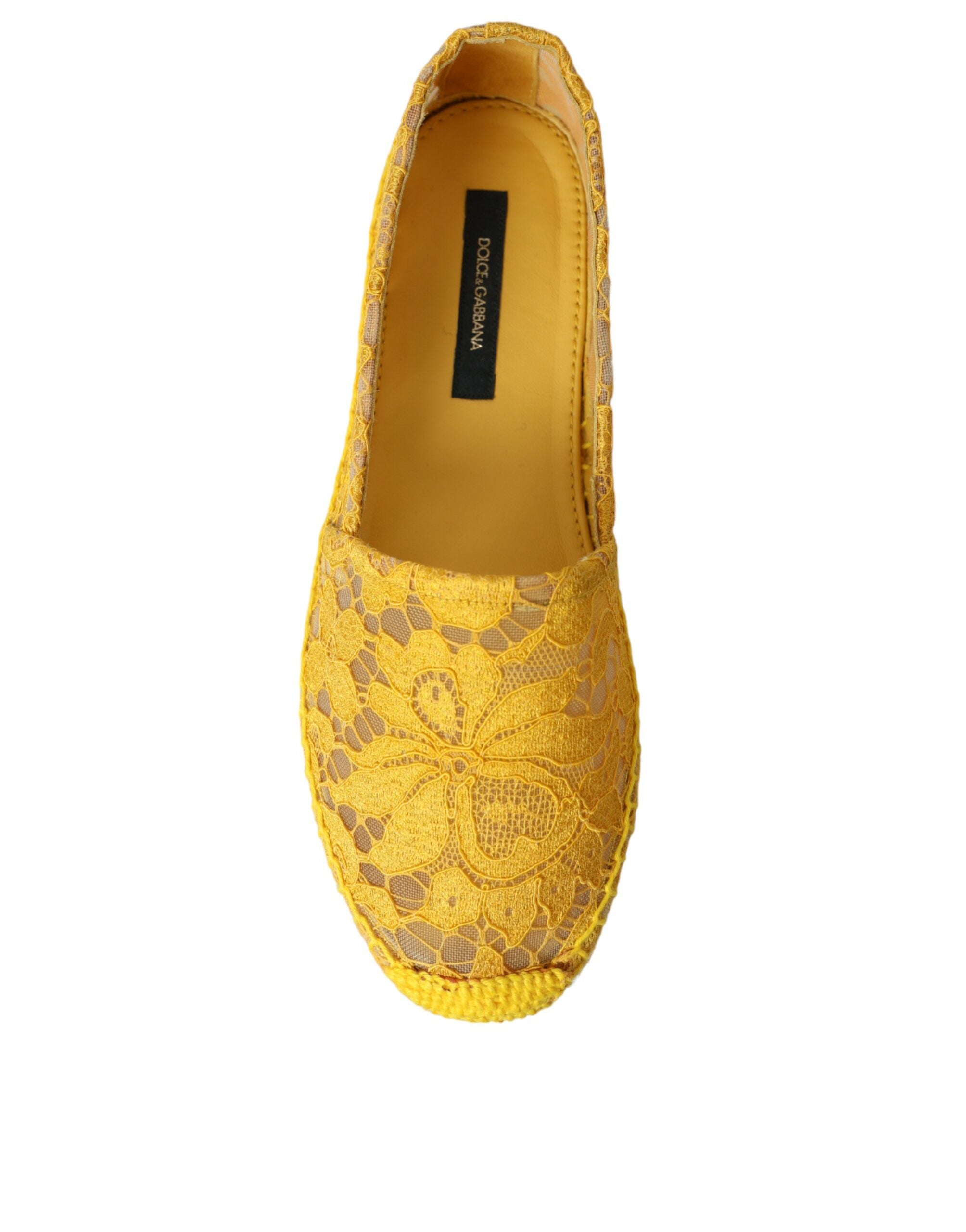 Dolce & Gabbana Yellow Taormina Lace Espadrille Loafers Flats Shoes-8