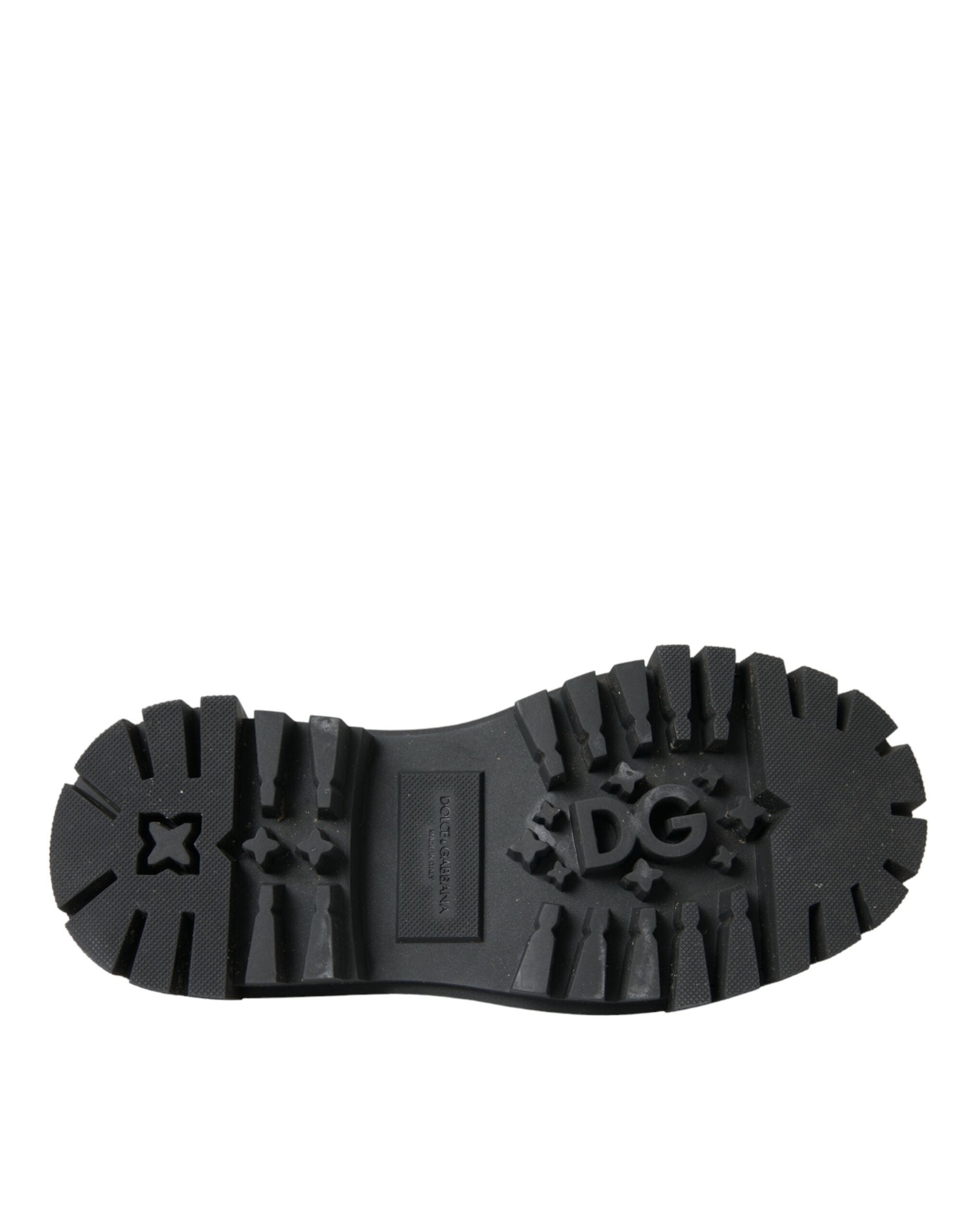 Zapatos Derby de trekking de cuero negro con adornos de Dolce & Gabbana-6