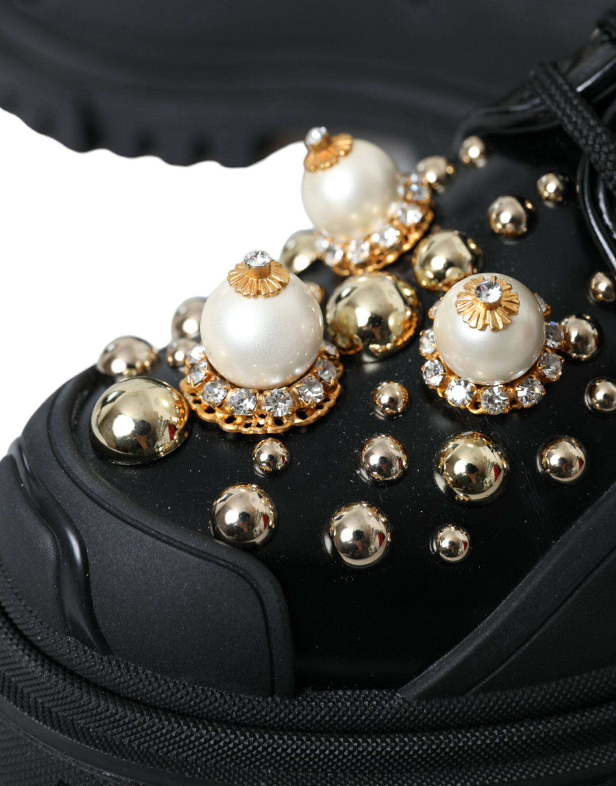 Zapatos Derby de trekking de cuero negro con adornos de Dolce & Gabbana-8