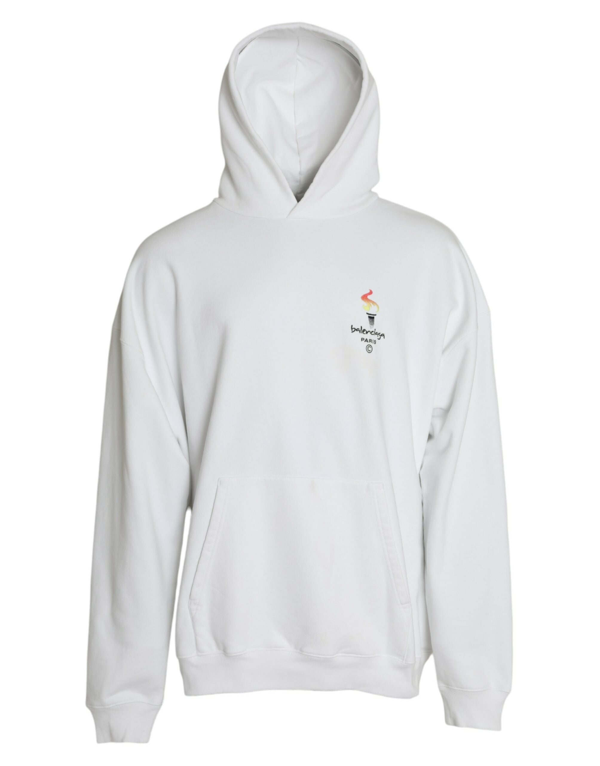 Balenciaga White Cotton Logo Hooded Sweatshirt Pullover-2