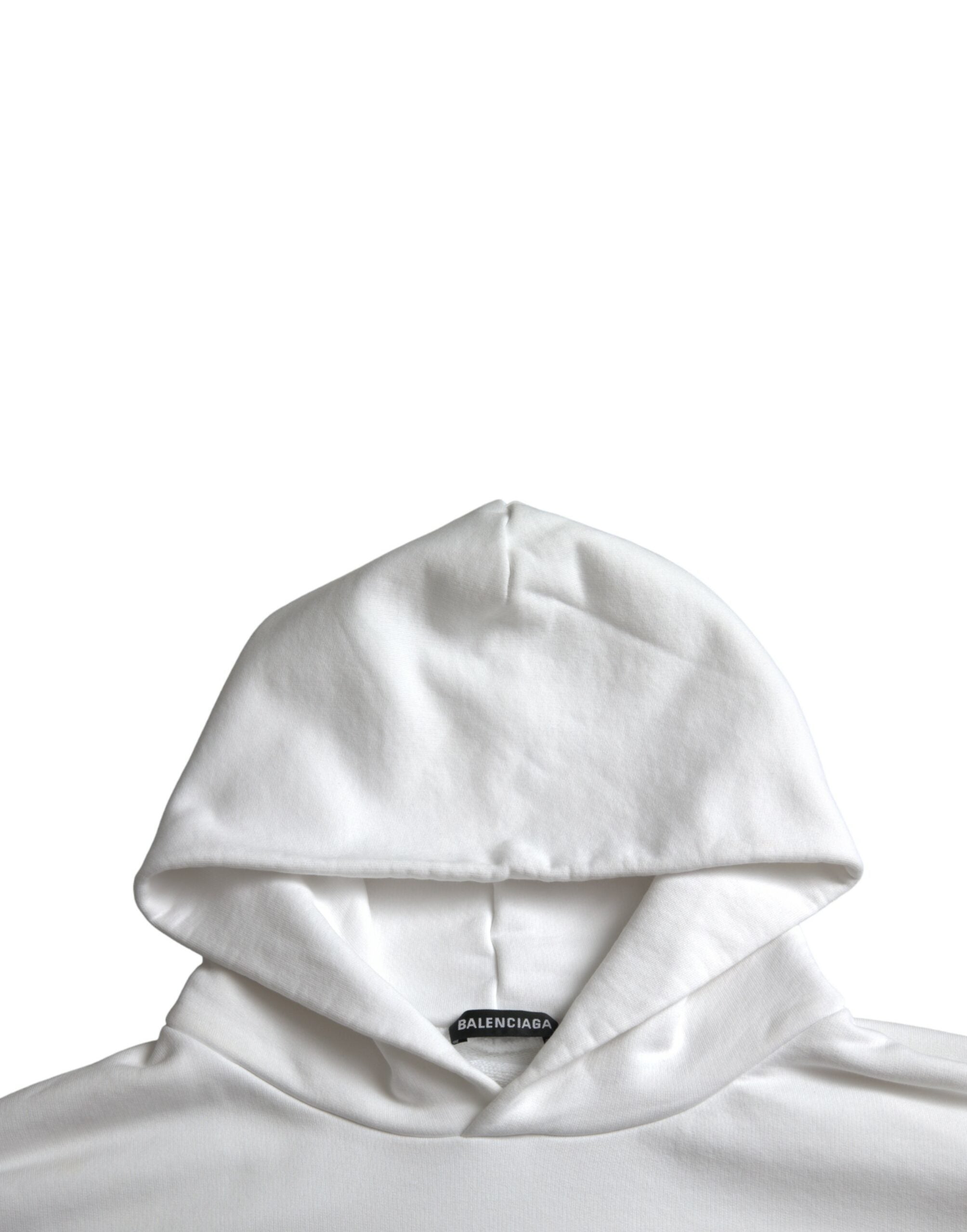 Balenciaga White Cotton Logo Hooded Sweatshirt Pullover-4