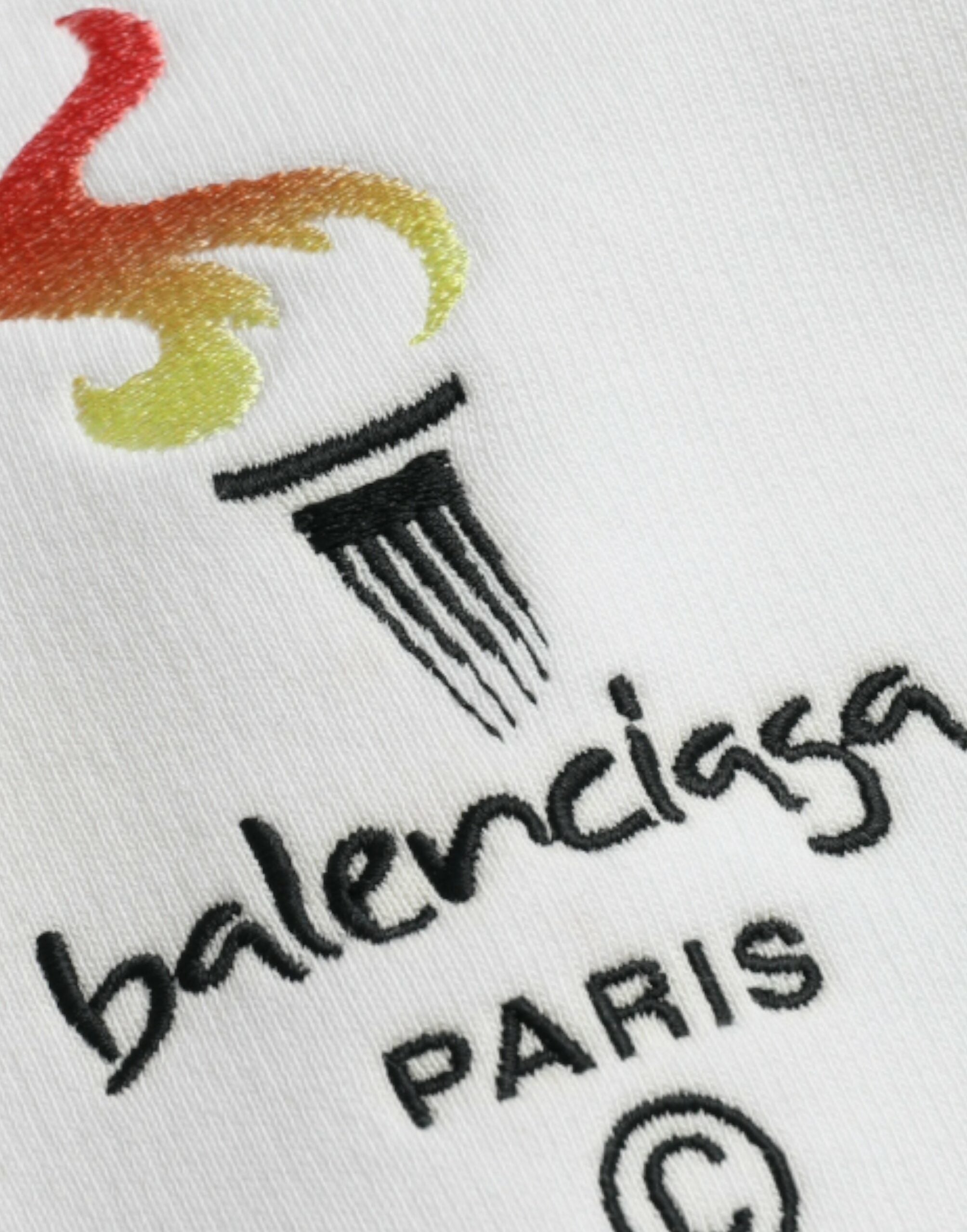Balenciaga White Cotton Logo Hooded Sweatshirt Pullover-5